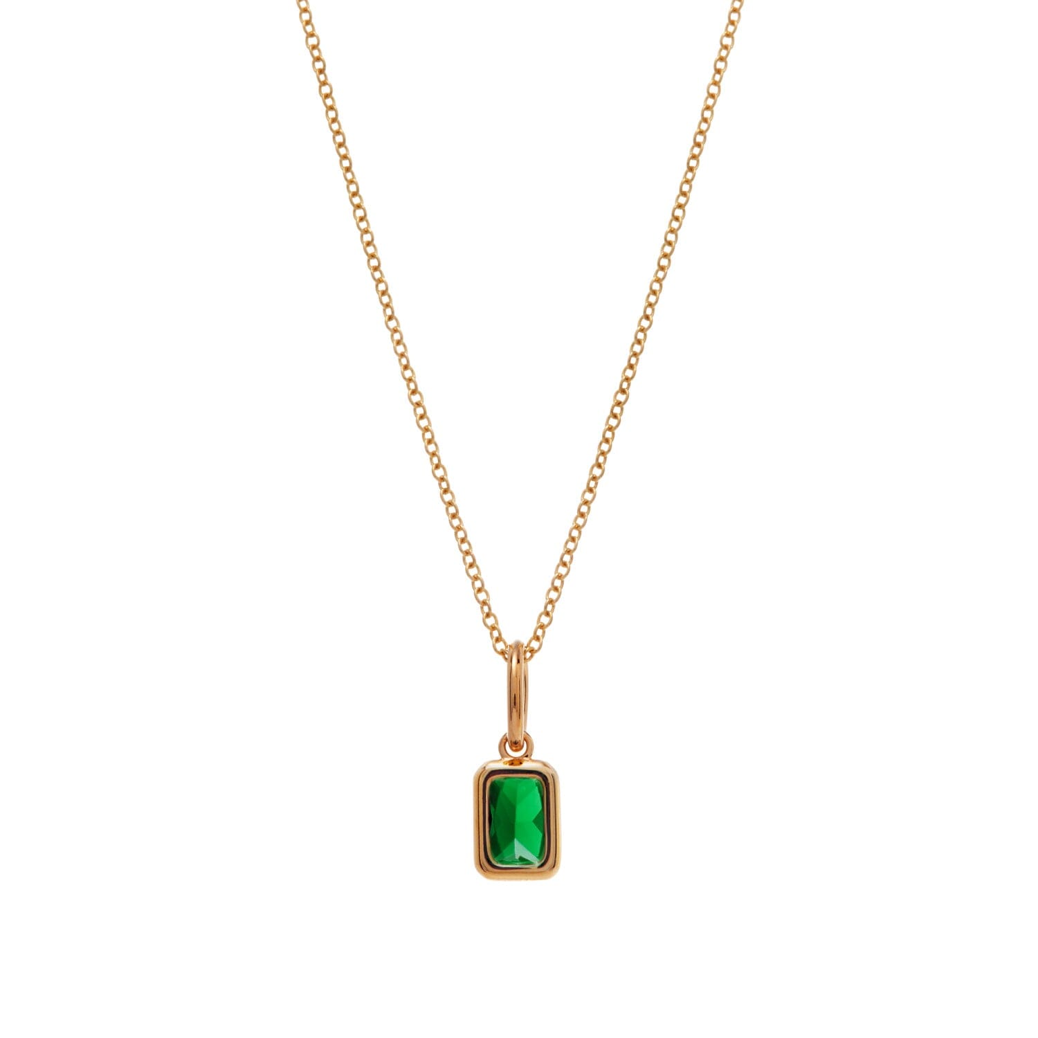 Baguette Birthstone Charm Necklace