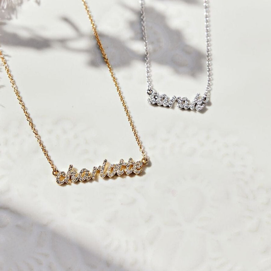 Pavé Custom Nameplate Necklace - Main Image