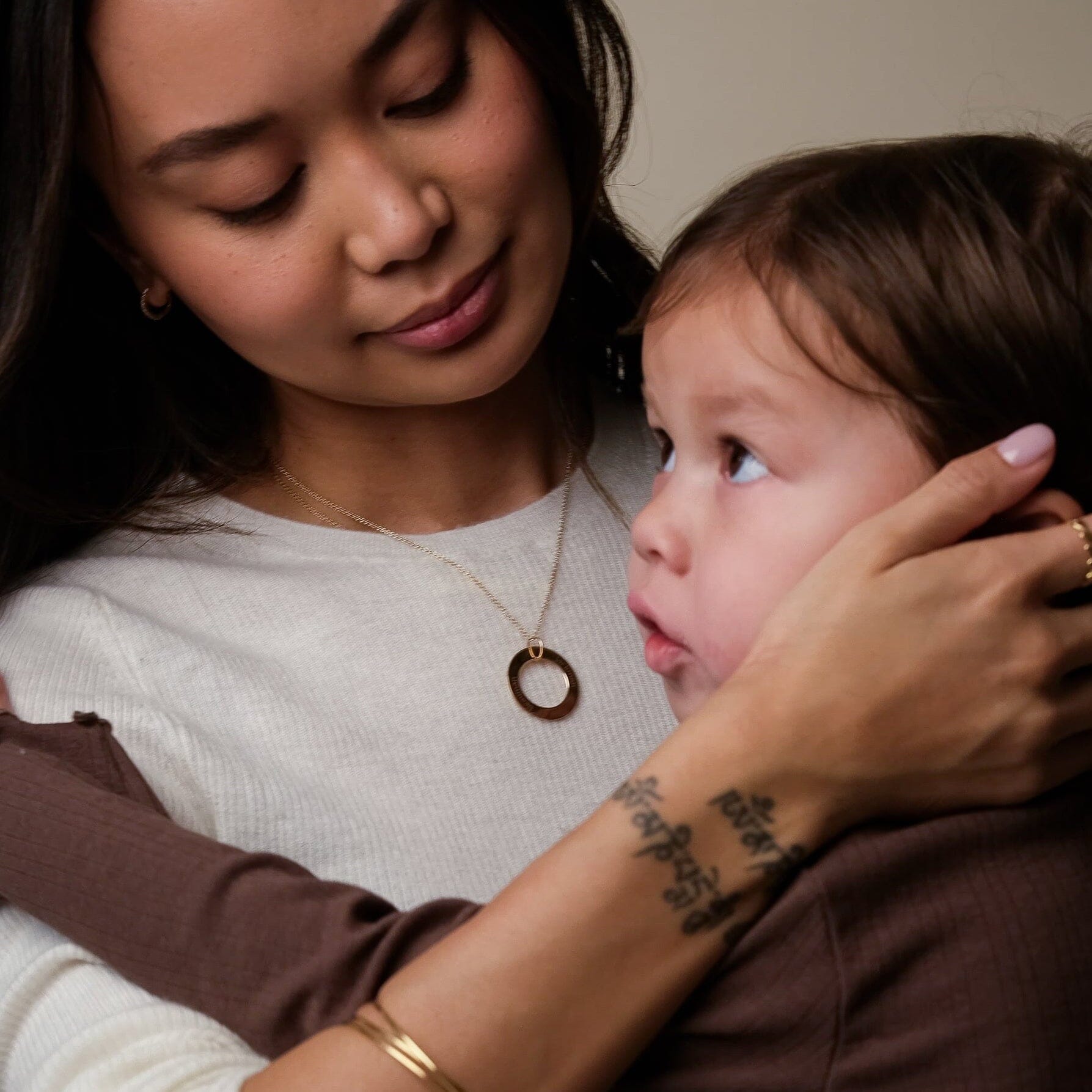 Circle Pendant Necklace - Name & Birthday
