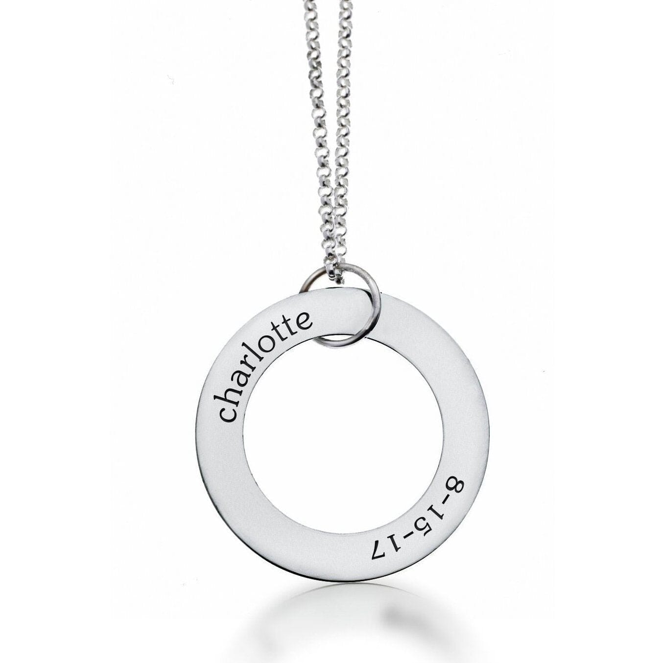 Circle Pendant Necklace - Name & Birthday