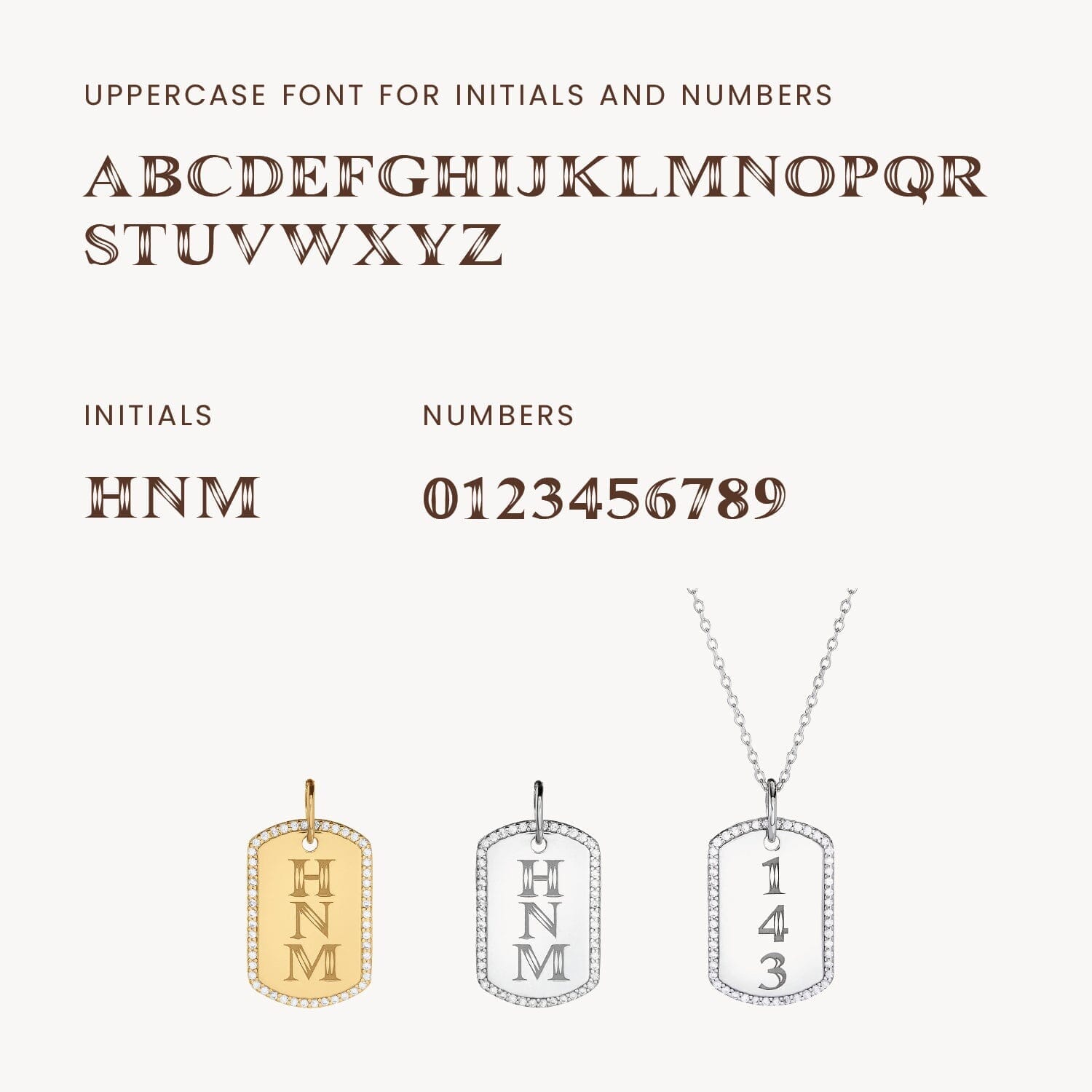 Pavé Monogram Large Dog Tag Necklace