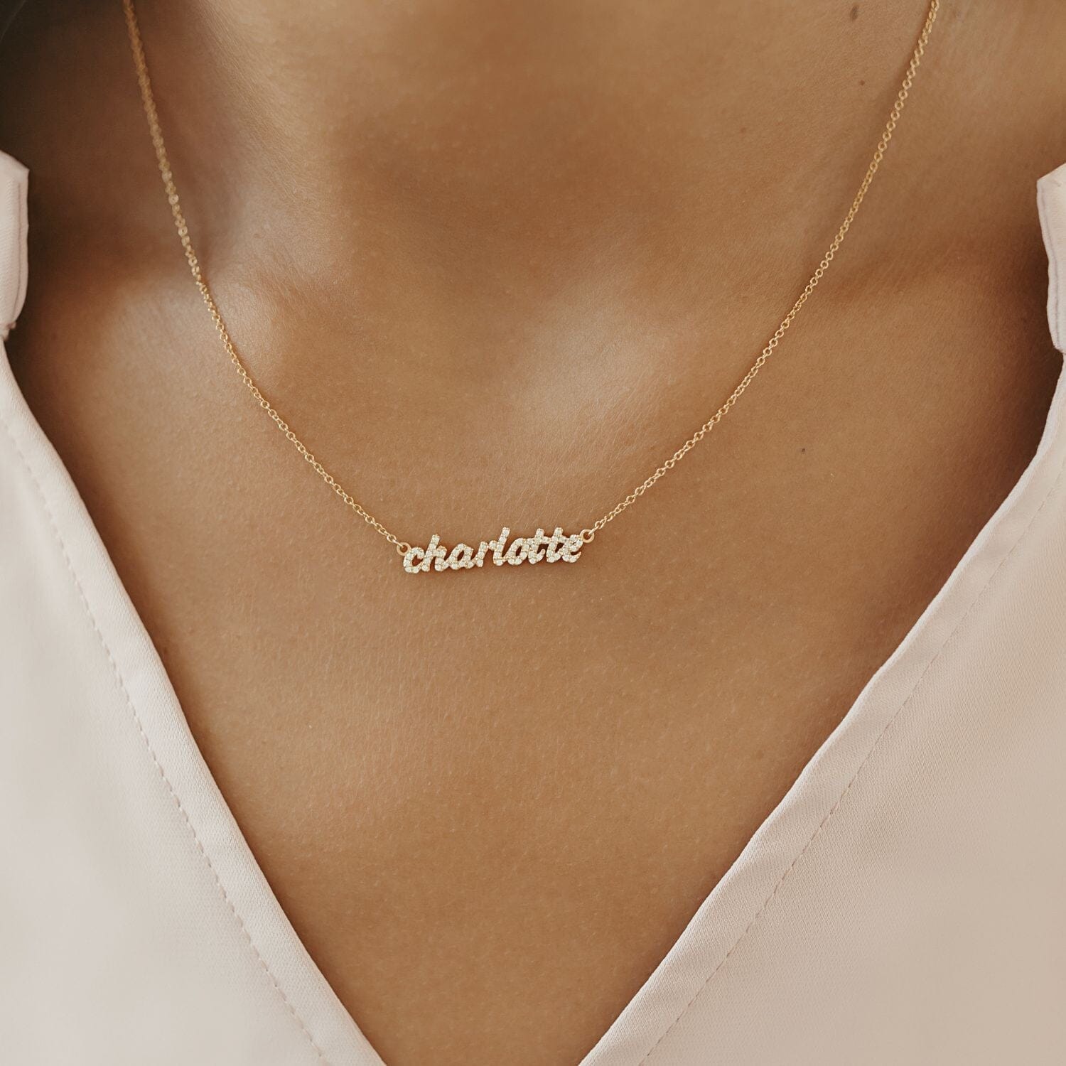 Pavé Custom Nameplate Necklace