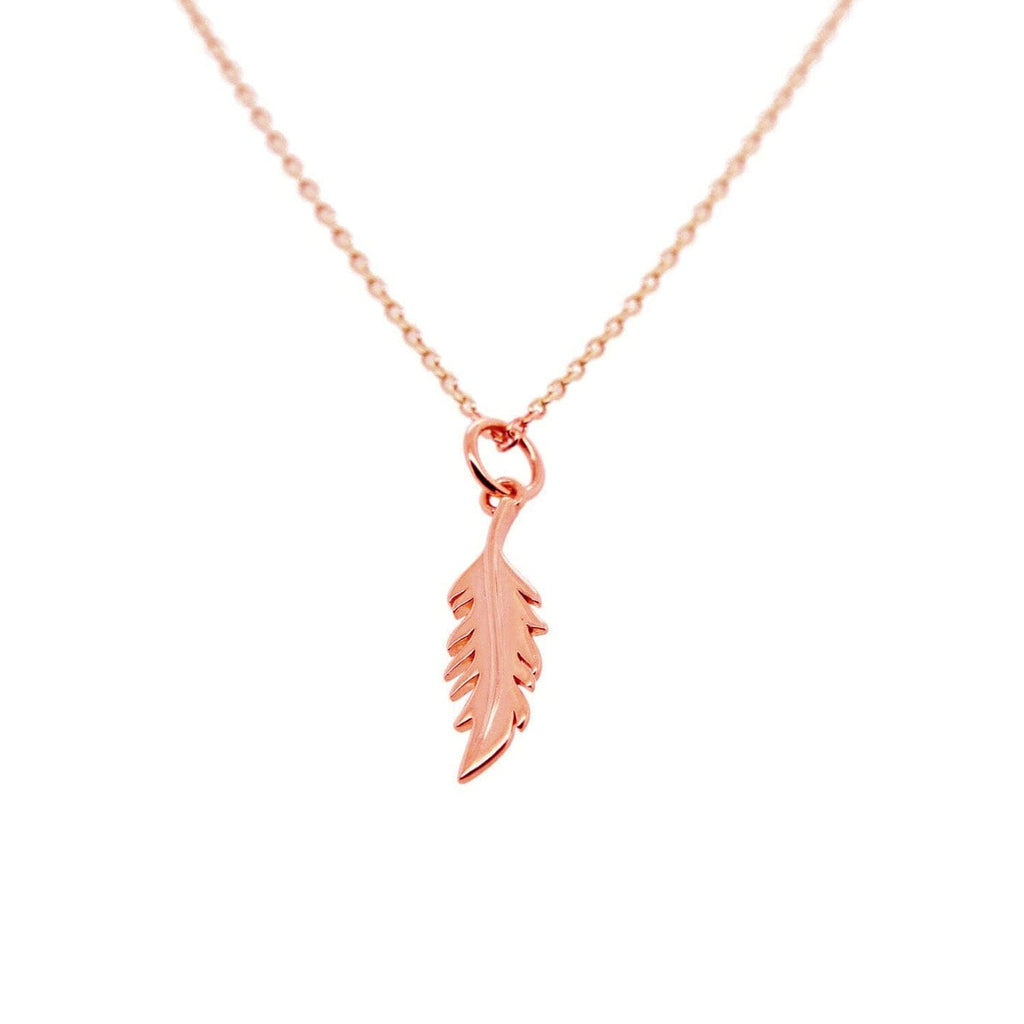 14k Gold Vertical Flamingo Feather Necklace by Lindsey Gurk
