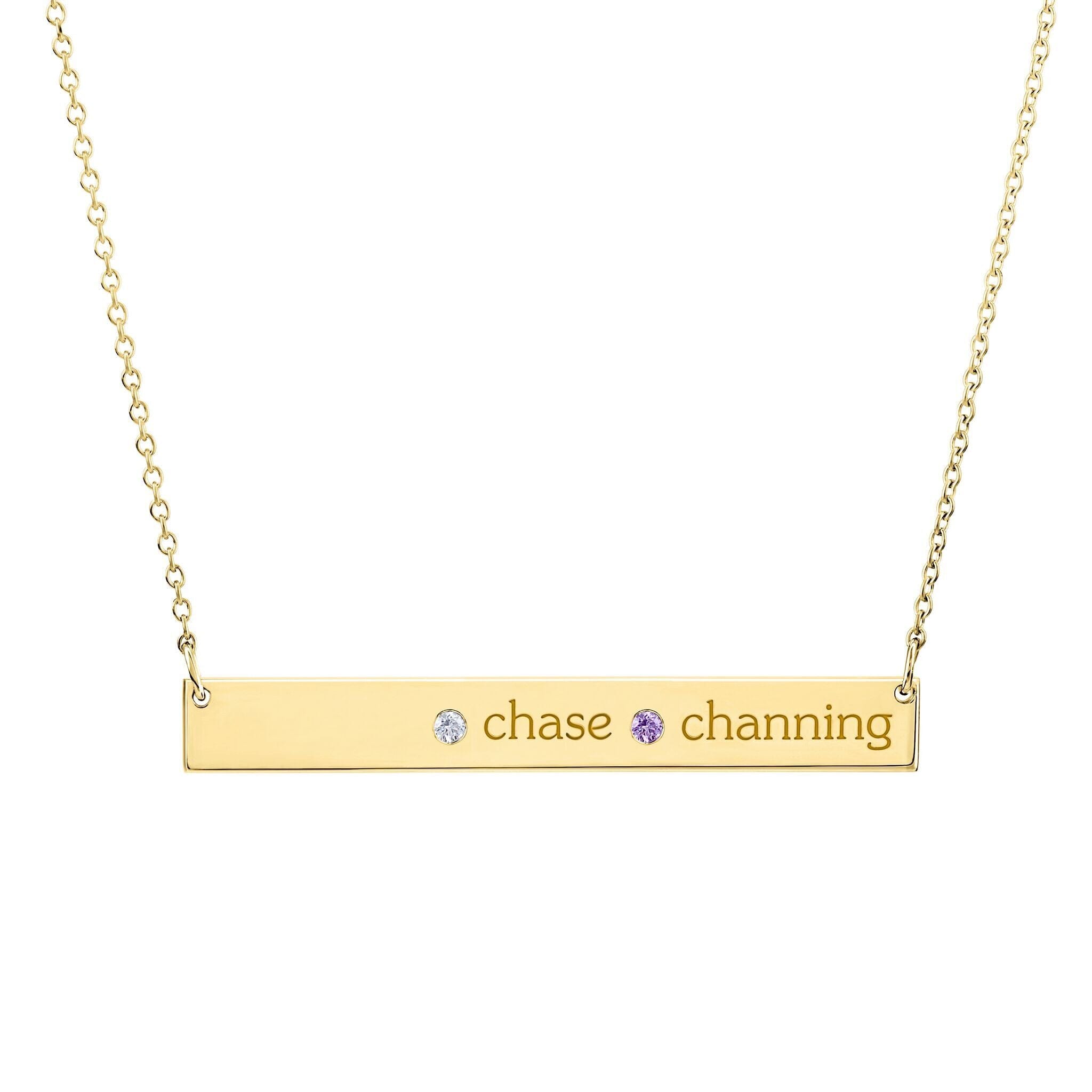 Skinny Bar Birthstone Necklace (1-3 Stones)