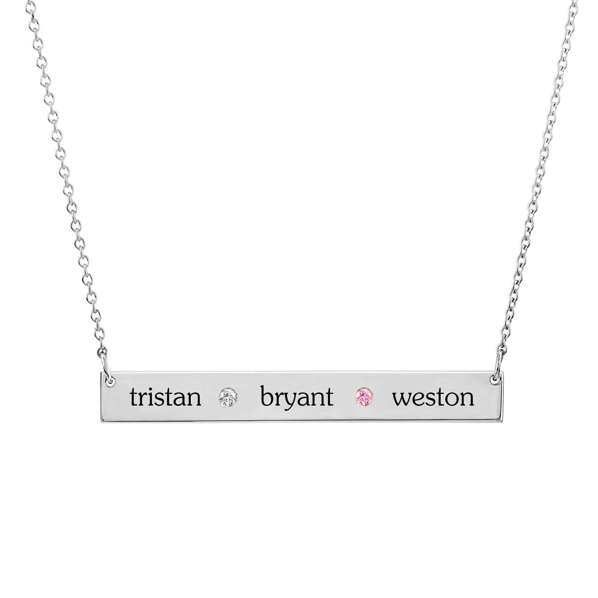 Skinny Bar Birthstone Necklace (1-3 Stones)