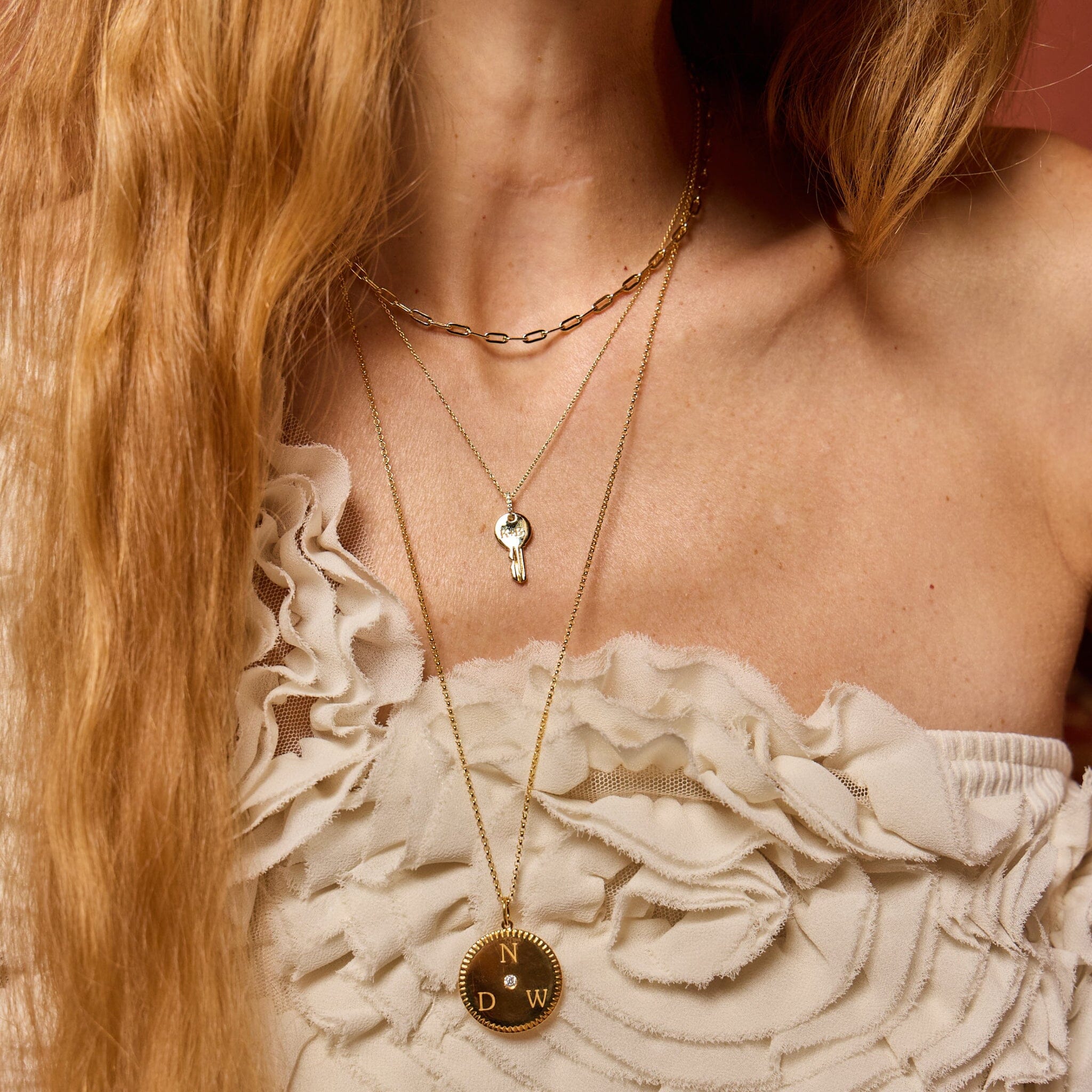 Notched Initial Pendant Necklace