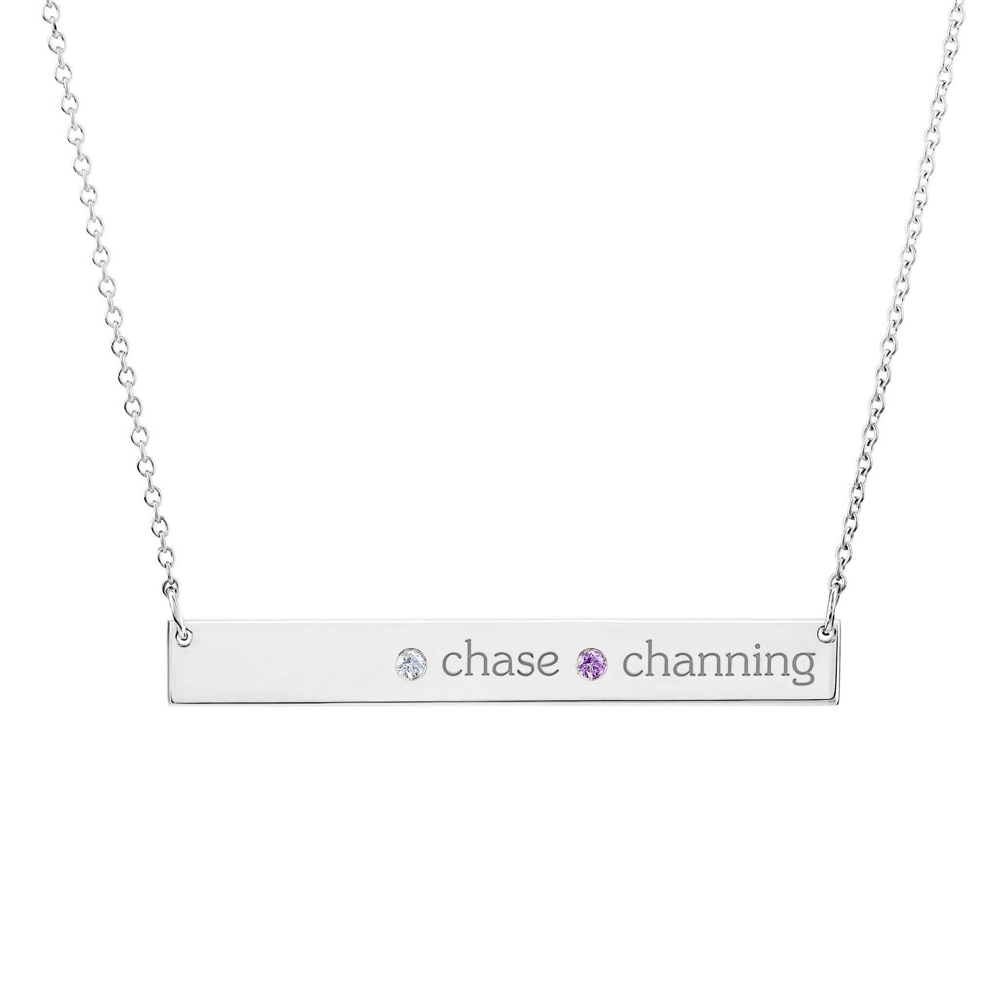 Skinny Bar Birthstone Necklace (1-3 Stones)