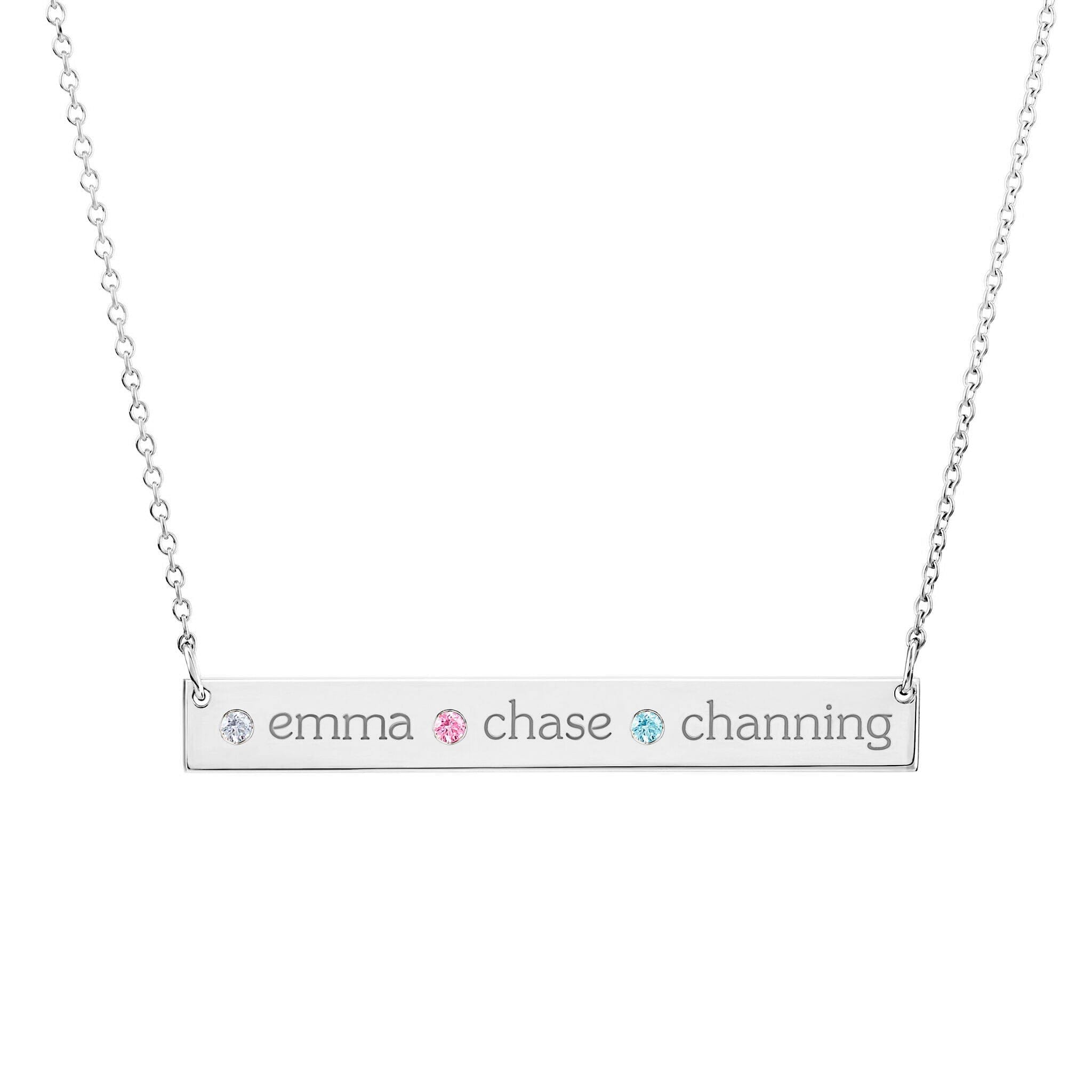 Skinny Bar Birthstone Necklace (1-3 Stones)