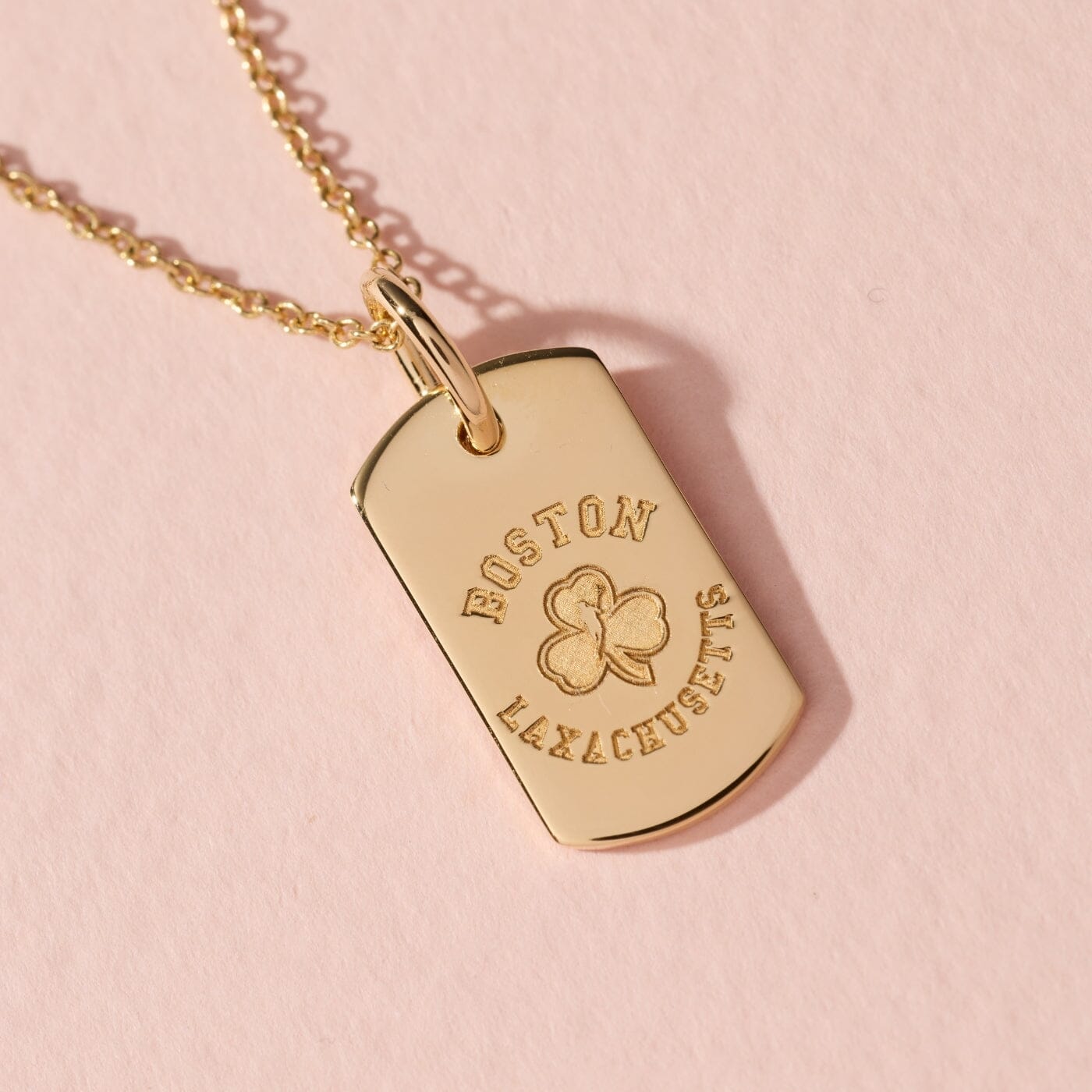 Laxachusetts Rounded Mini Dog Tag and Number Necklace
