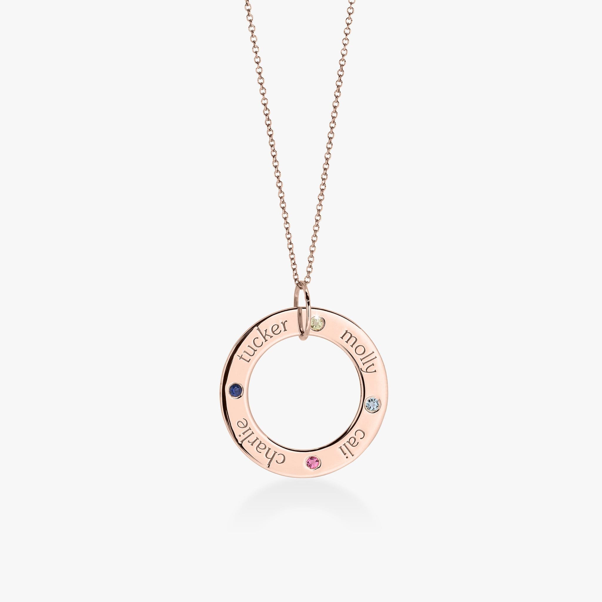 Circle Pendant Necklace with Birthstones