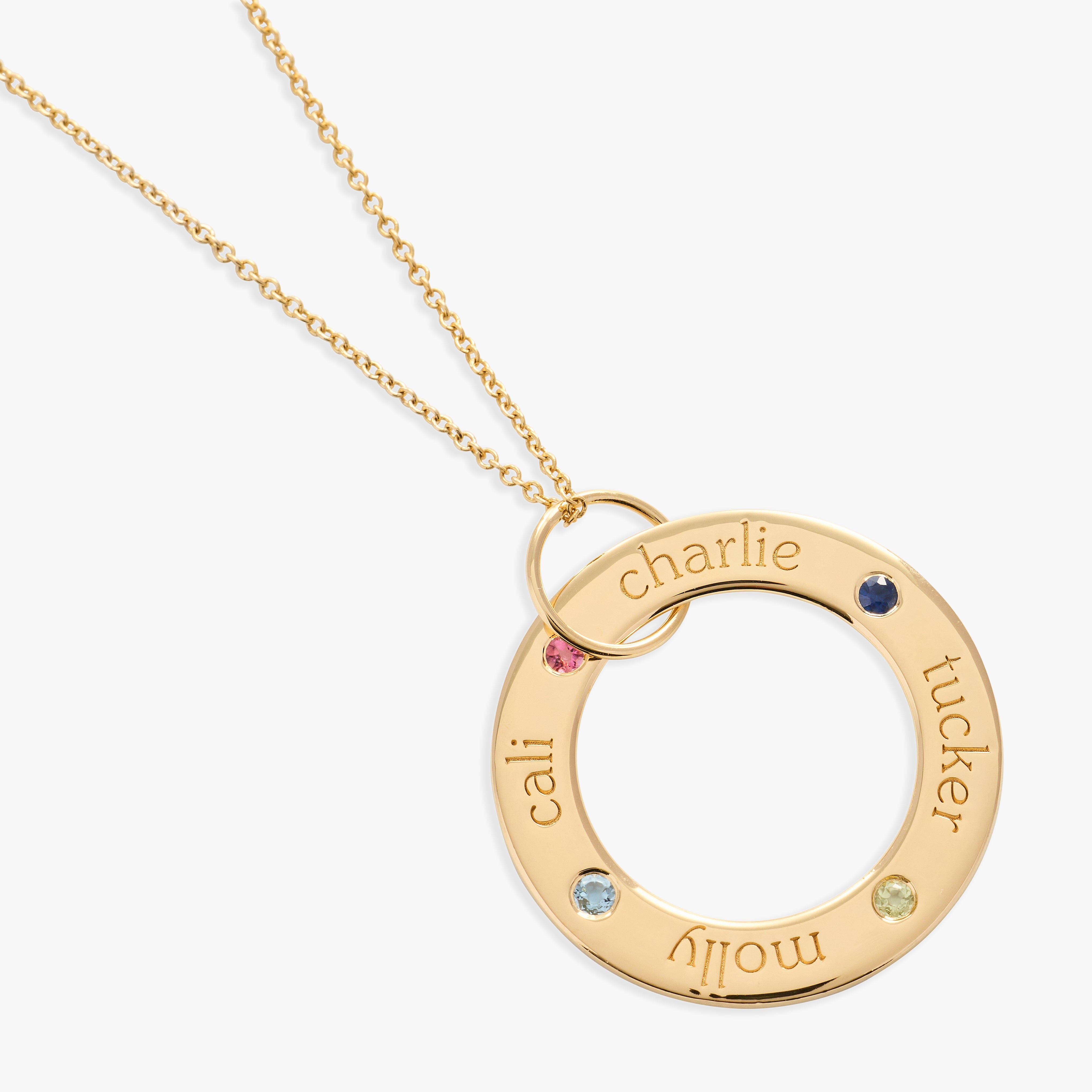 Circle Pendant Necklace with Birthstones
