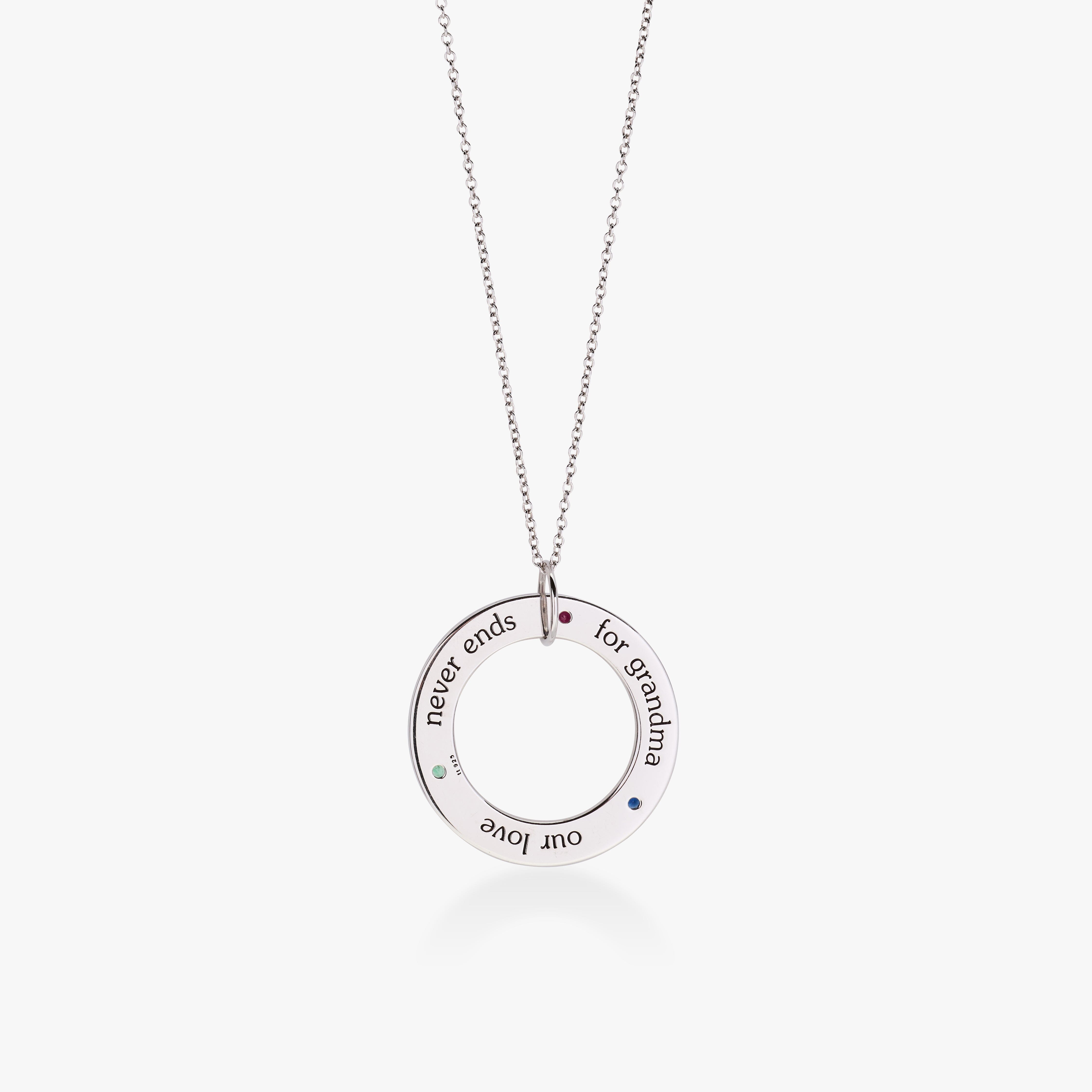 Circle Pendant Necklace with Birthstones