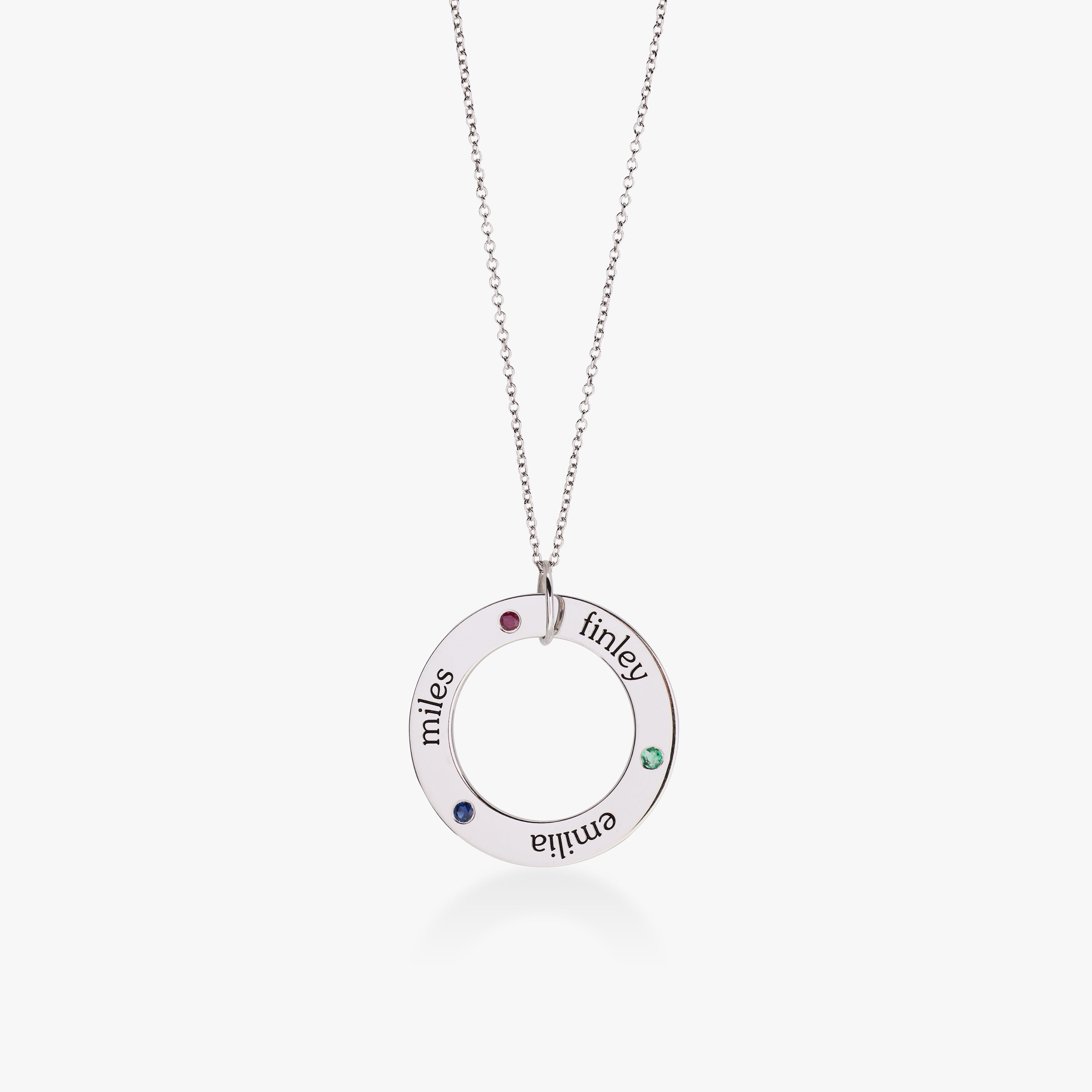 Circle Pendant Necklace with Birthstones