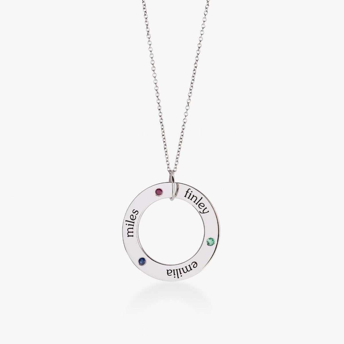 Circle Pendant Necklace with Birthstones