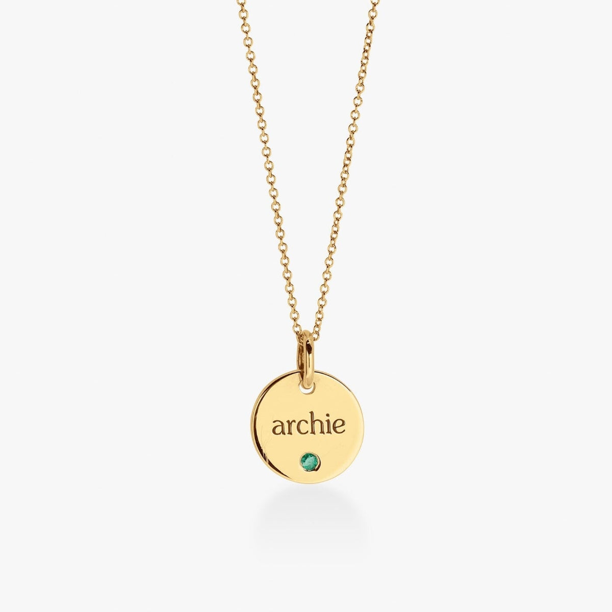 Circle Tag Necklace with Birthstone