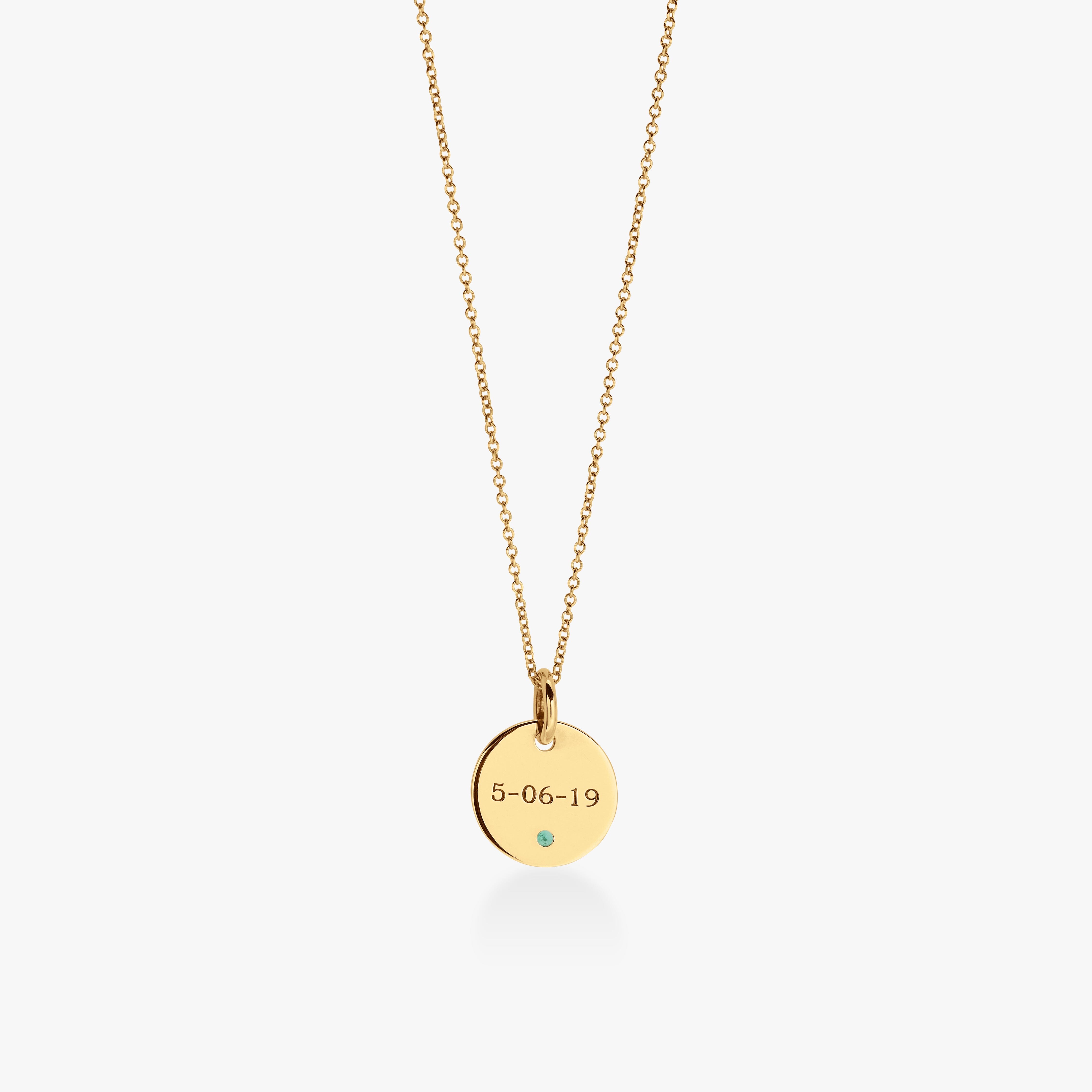 Circle Tag Necklace with Birthstone