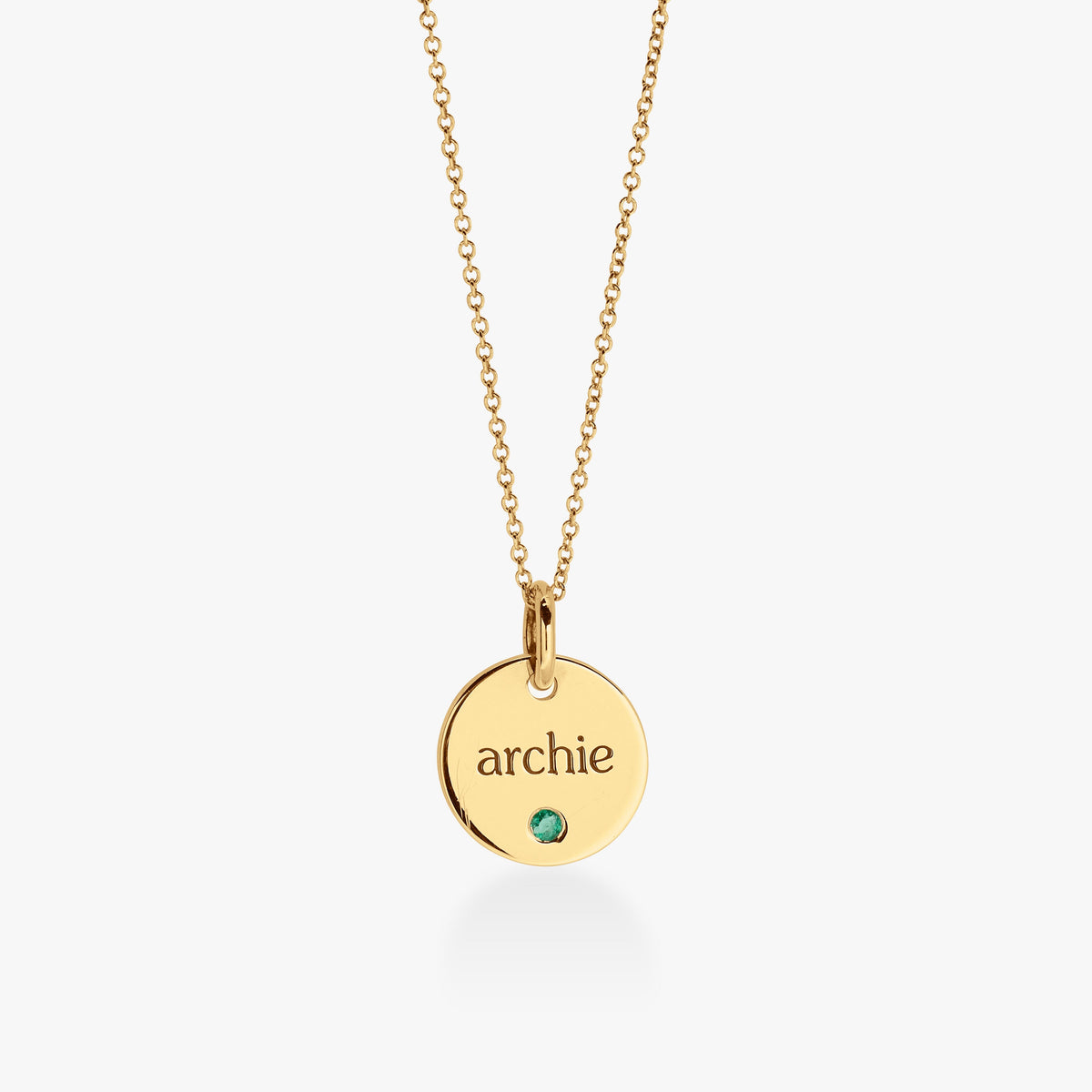 Circle Tag Necklace with Birthstone