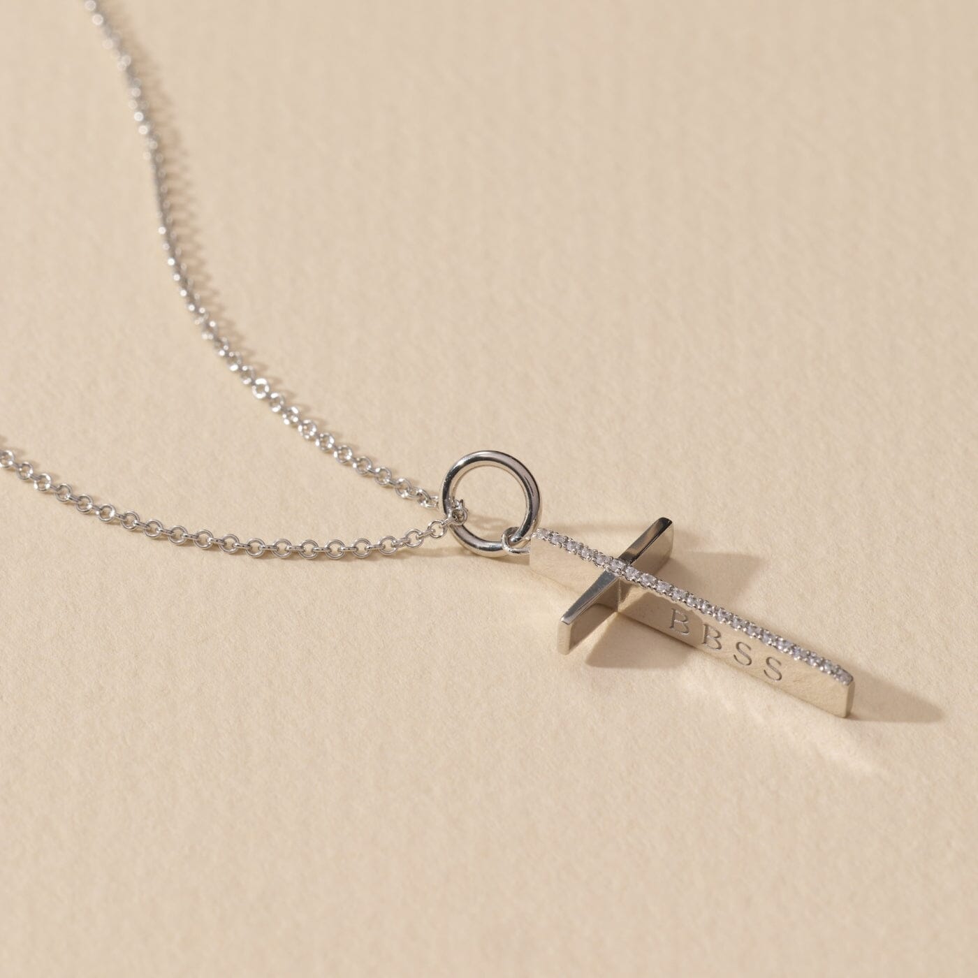SRB Pavé Engravable Cross Necklace