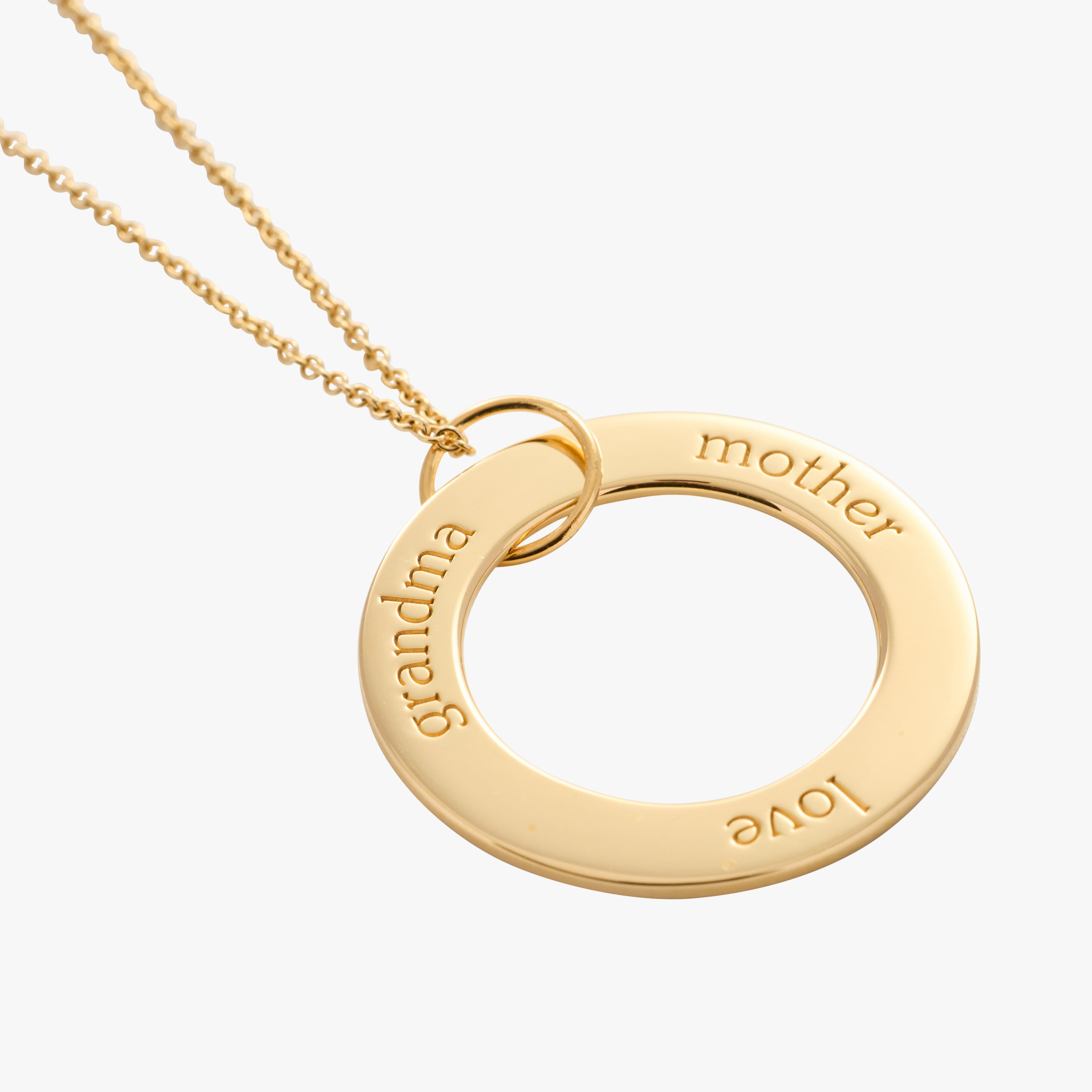 Circle Pendant Necklace - Grandma, Mother, Love