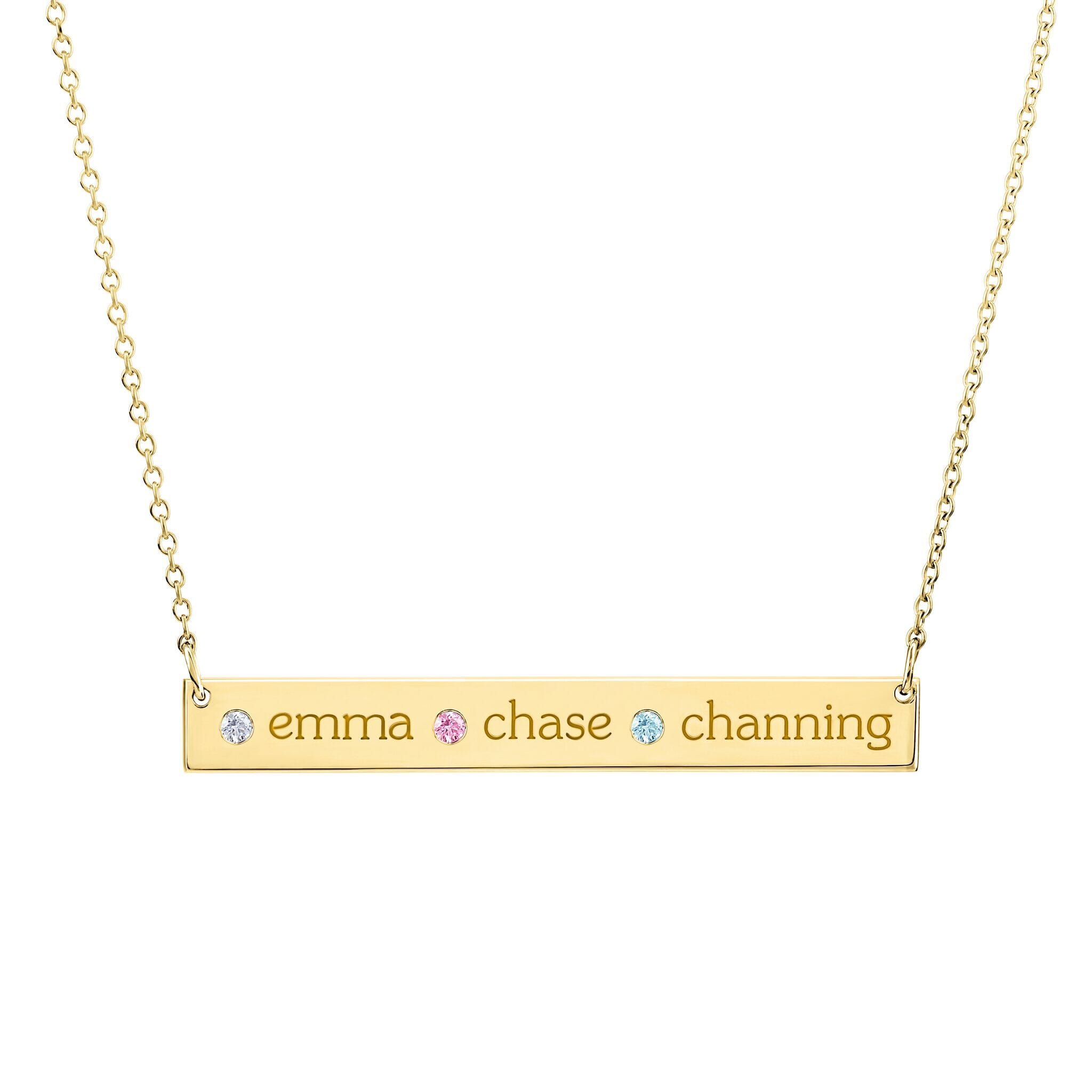 Skinny Bar Birthstone Necklace (1-3 Stones)