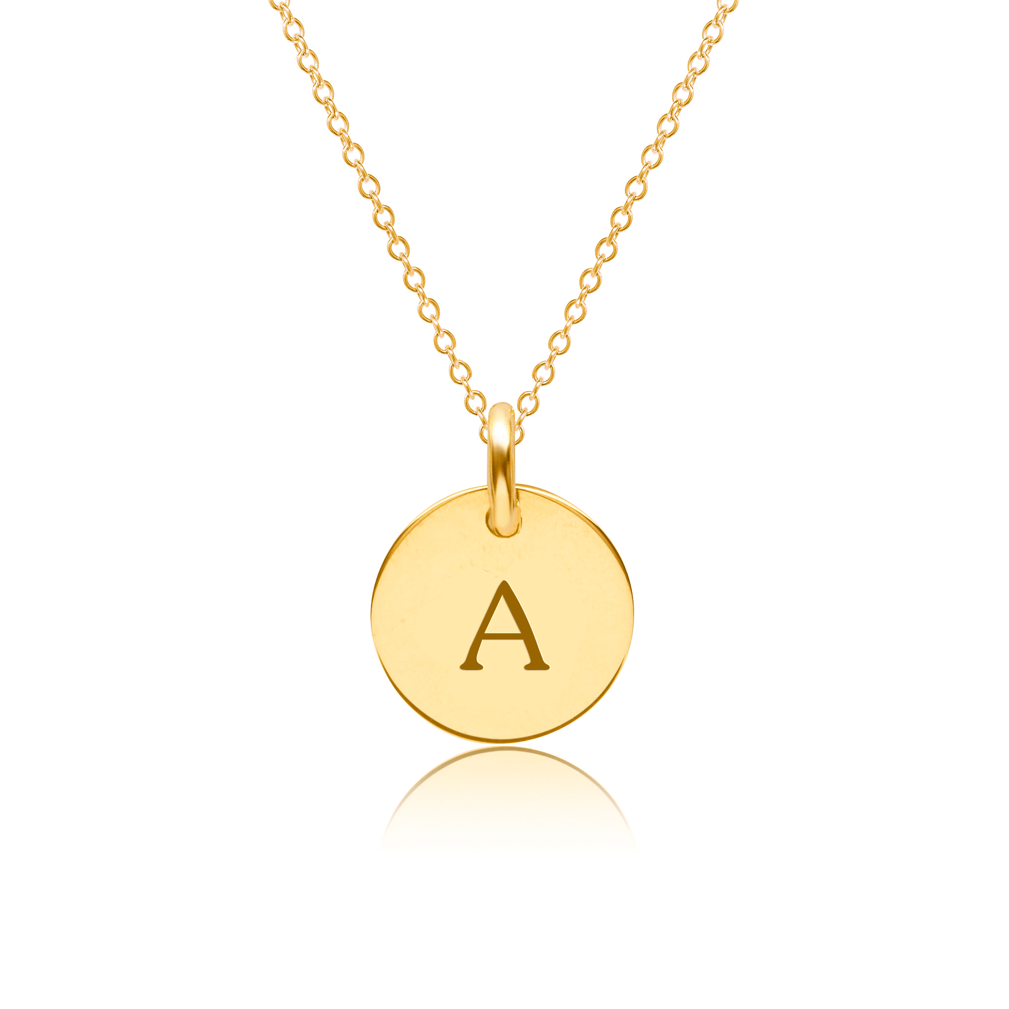 Mini Initial Circle Tag Necklace - Uppercase