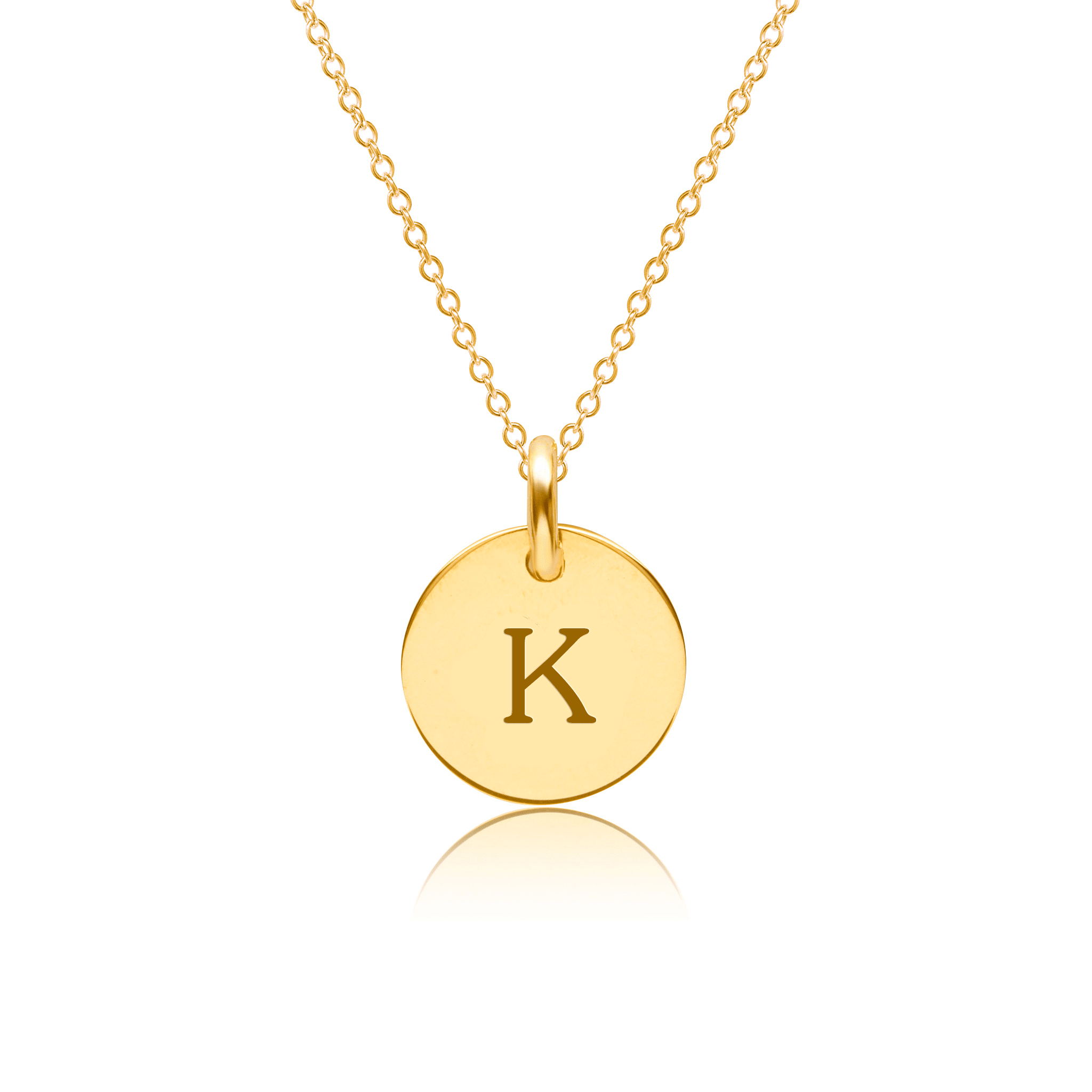 Mini Initial Circle Tag Necklace - Uppercase