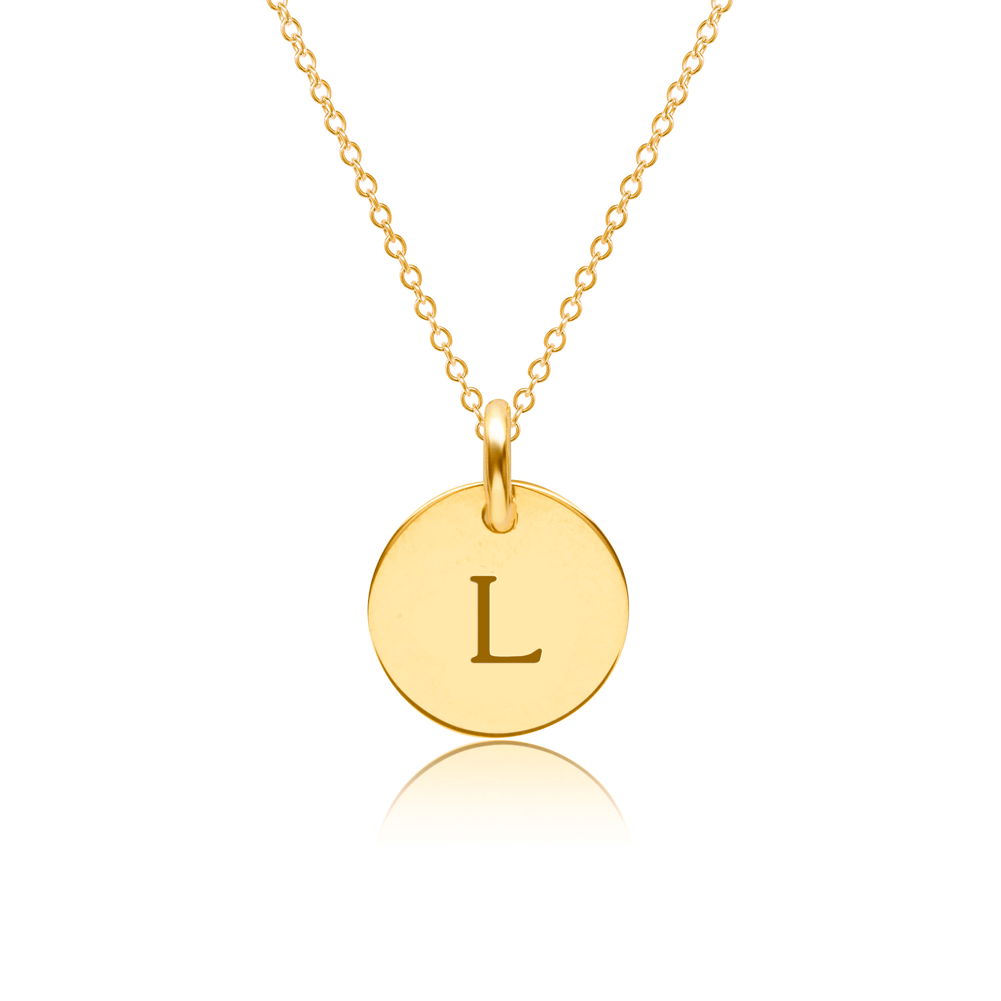 Mini Initial Circle Tag Necklace - Uppercase