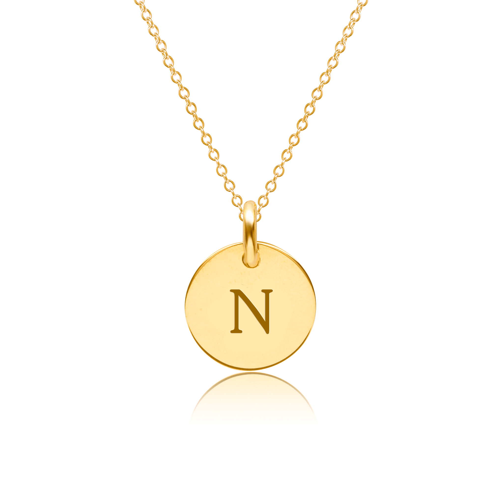 Mini Initial Circle Tag Necklace - Uppercase
