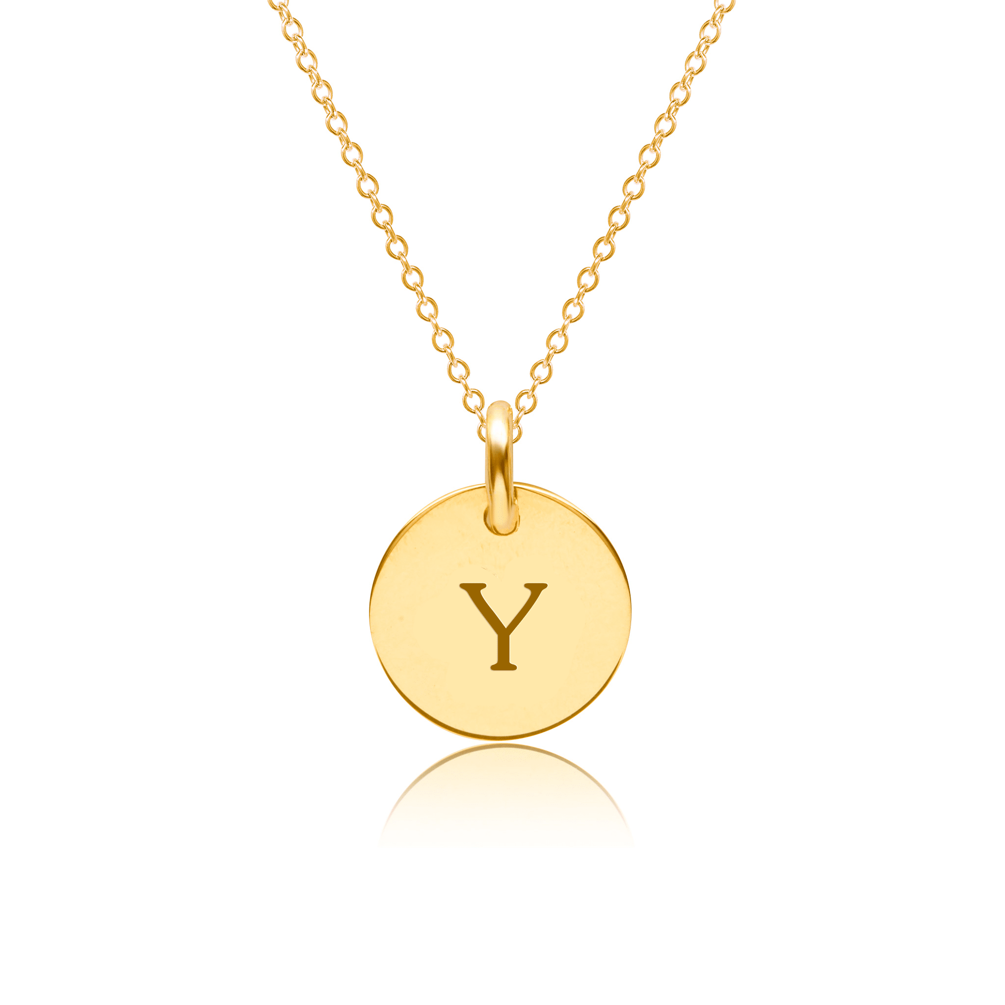 Mini Initial Circle Tag Necklace - Uppercase