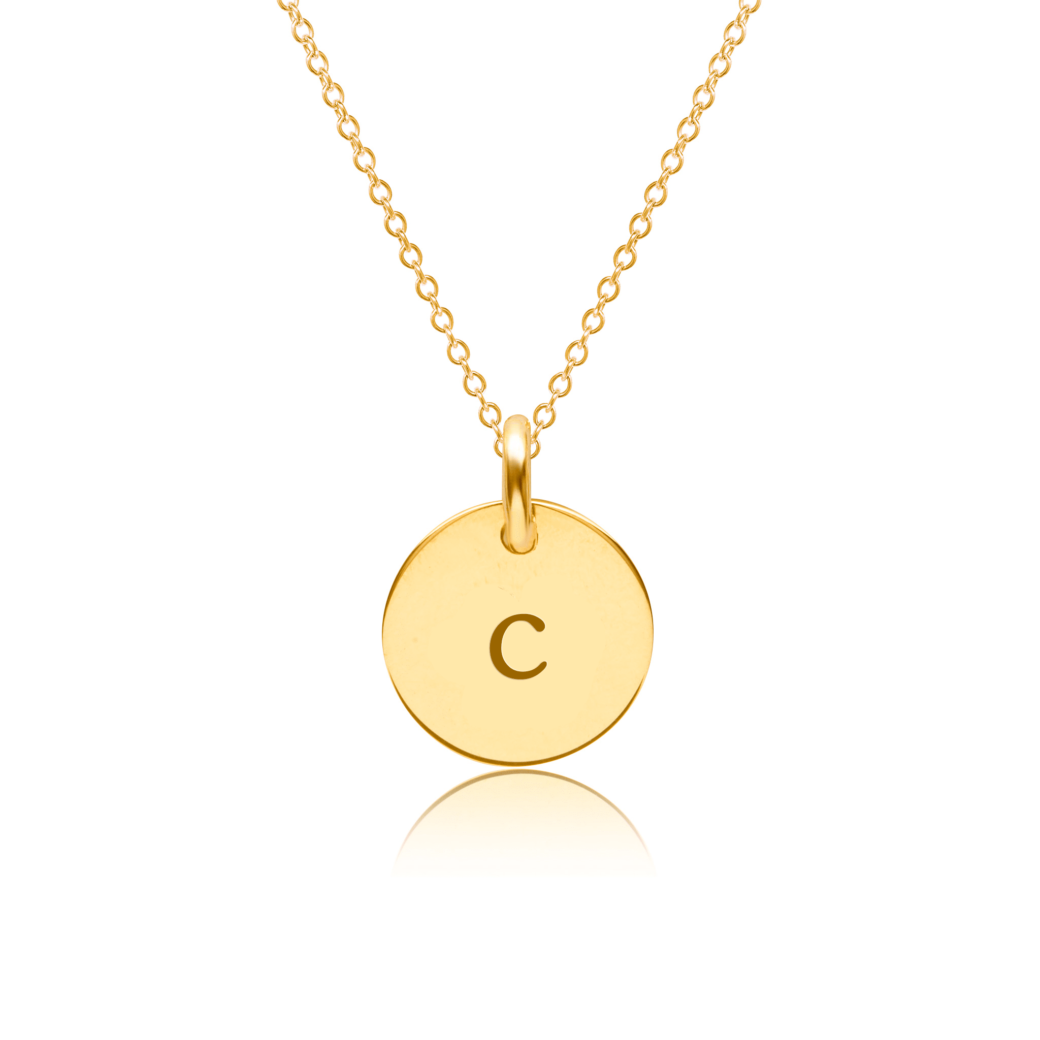 Mini Initial Circle Tag Necklace - Lowercase