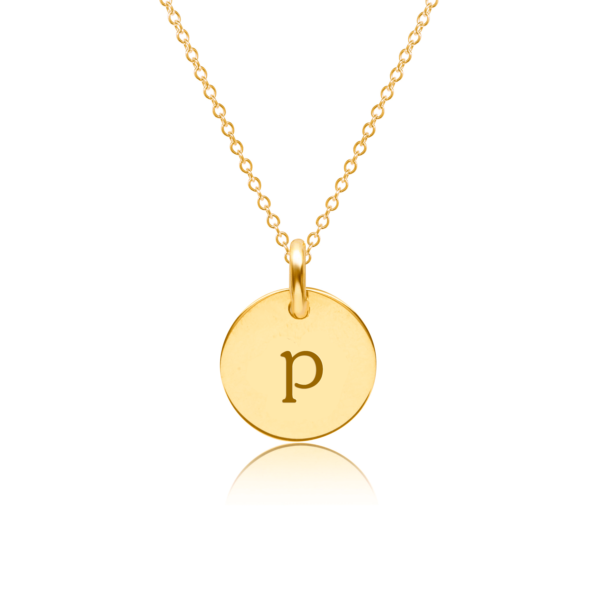 Mini Initial Circle Tag Necklace - Lowercase