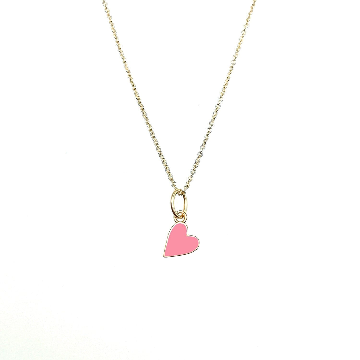 Flamingo Pink Enamel Heart Necklace by Lindsey Gurk