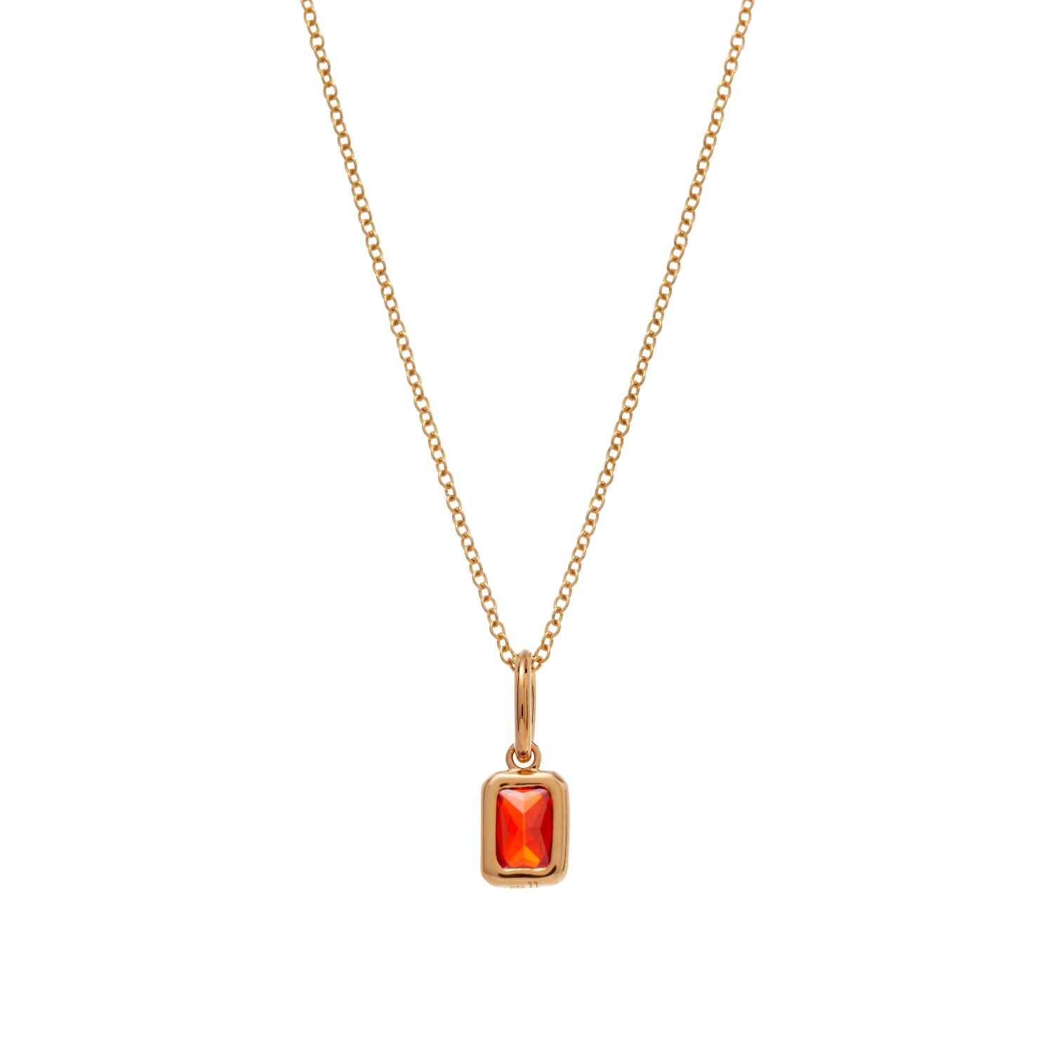 Baguette Birthstone Charm Necklace