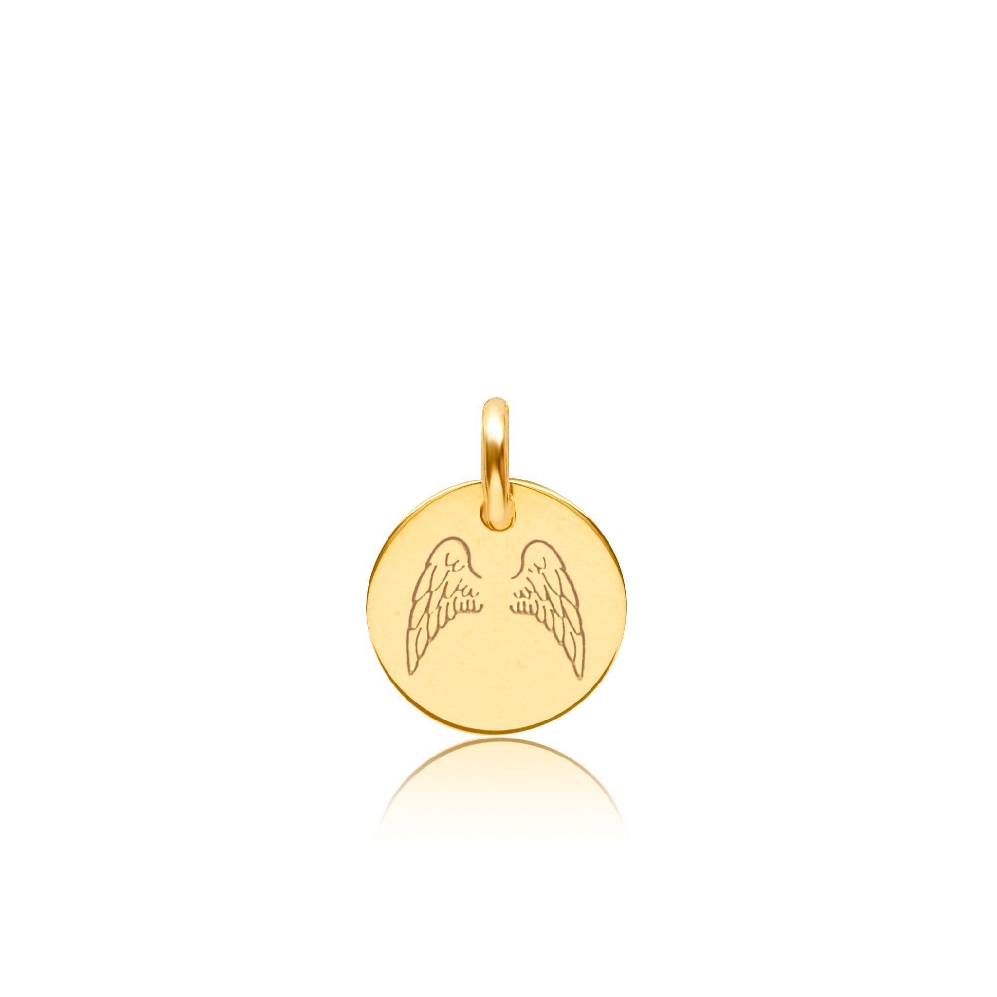 Engravable Angel Wings Circle Tag