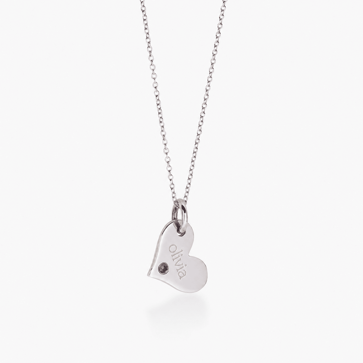 Heart Tag Necklace with Birthstone