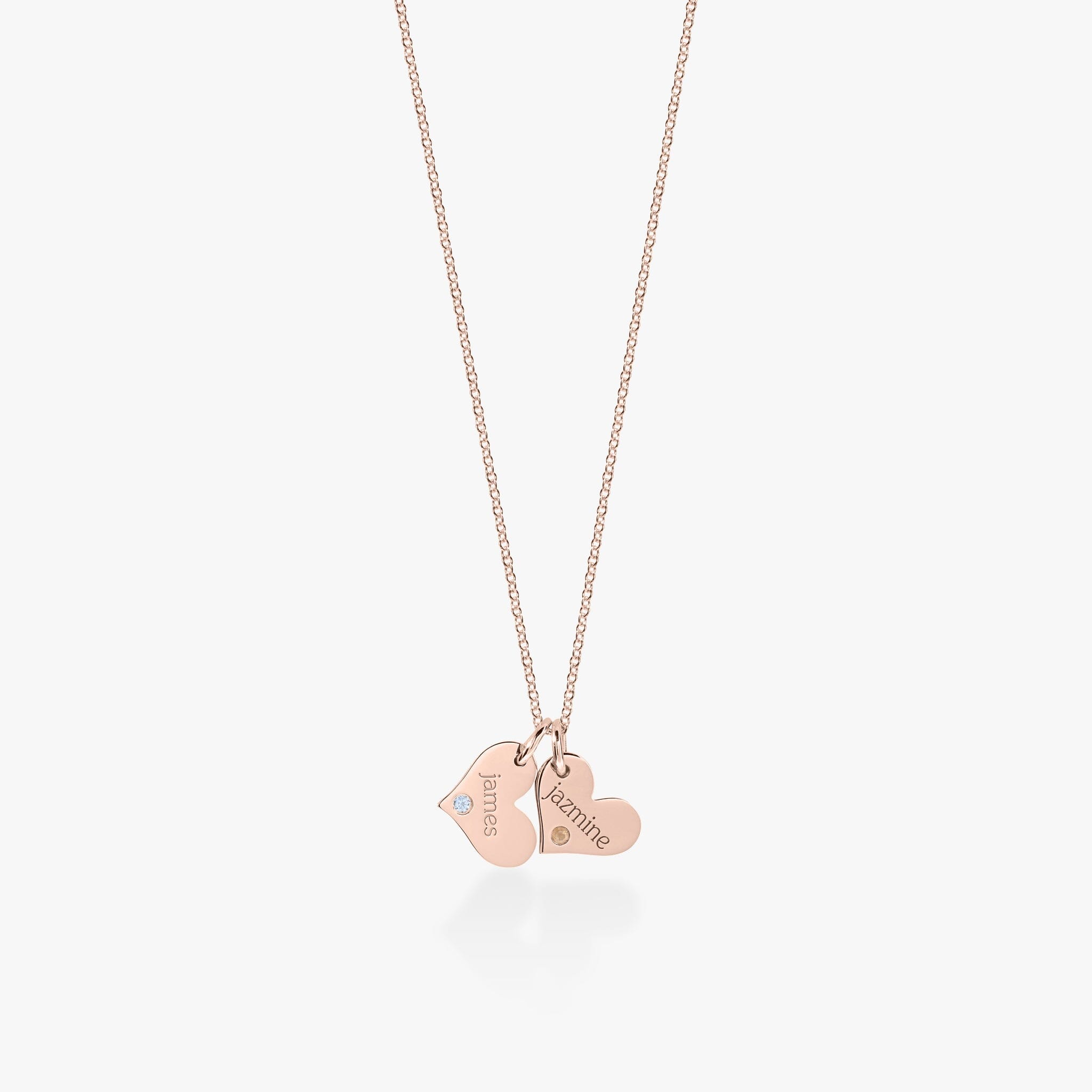 Heart Necklace with Birthstone - 2 Tags