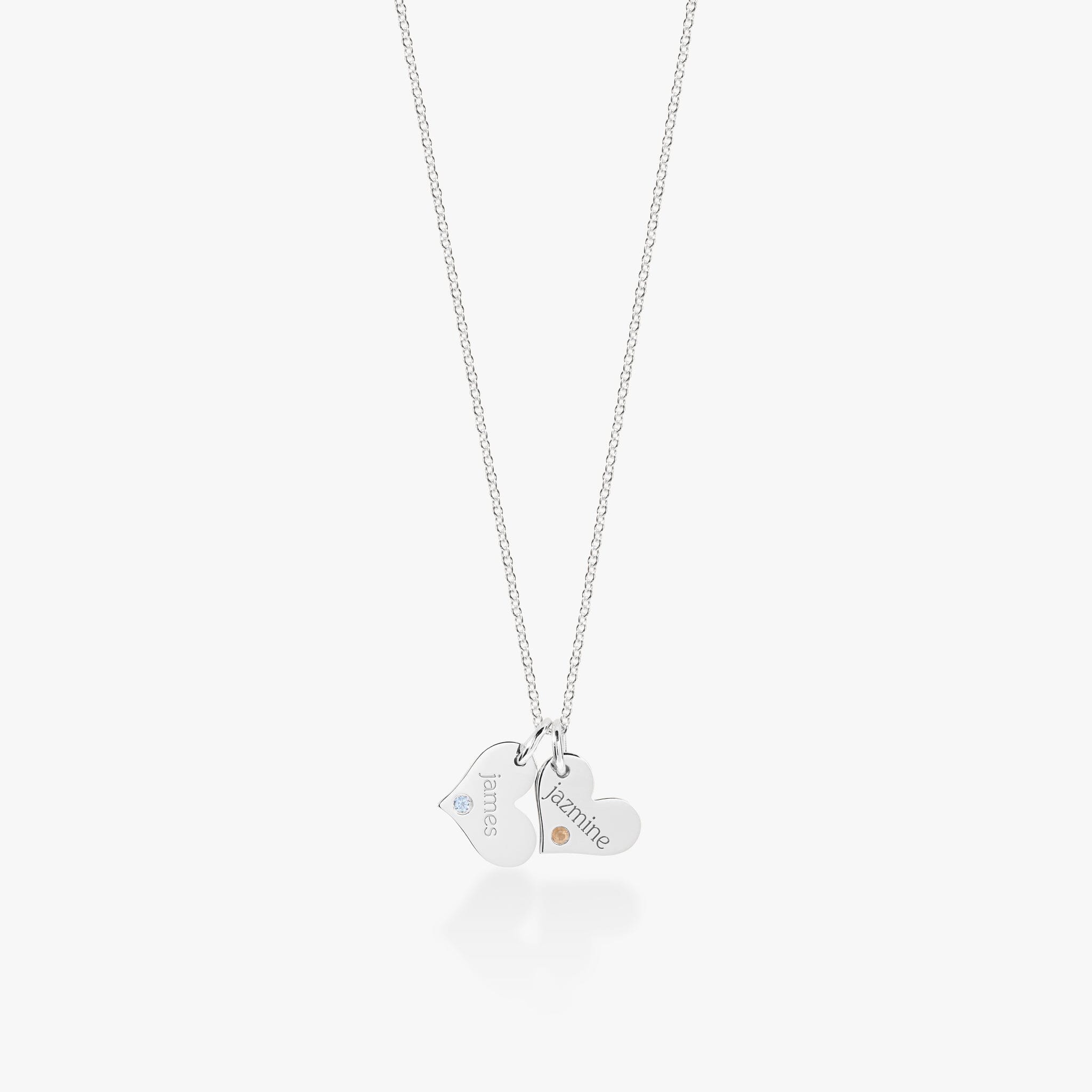 Heart Necklace with Birthstone - 2 Tags