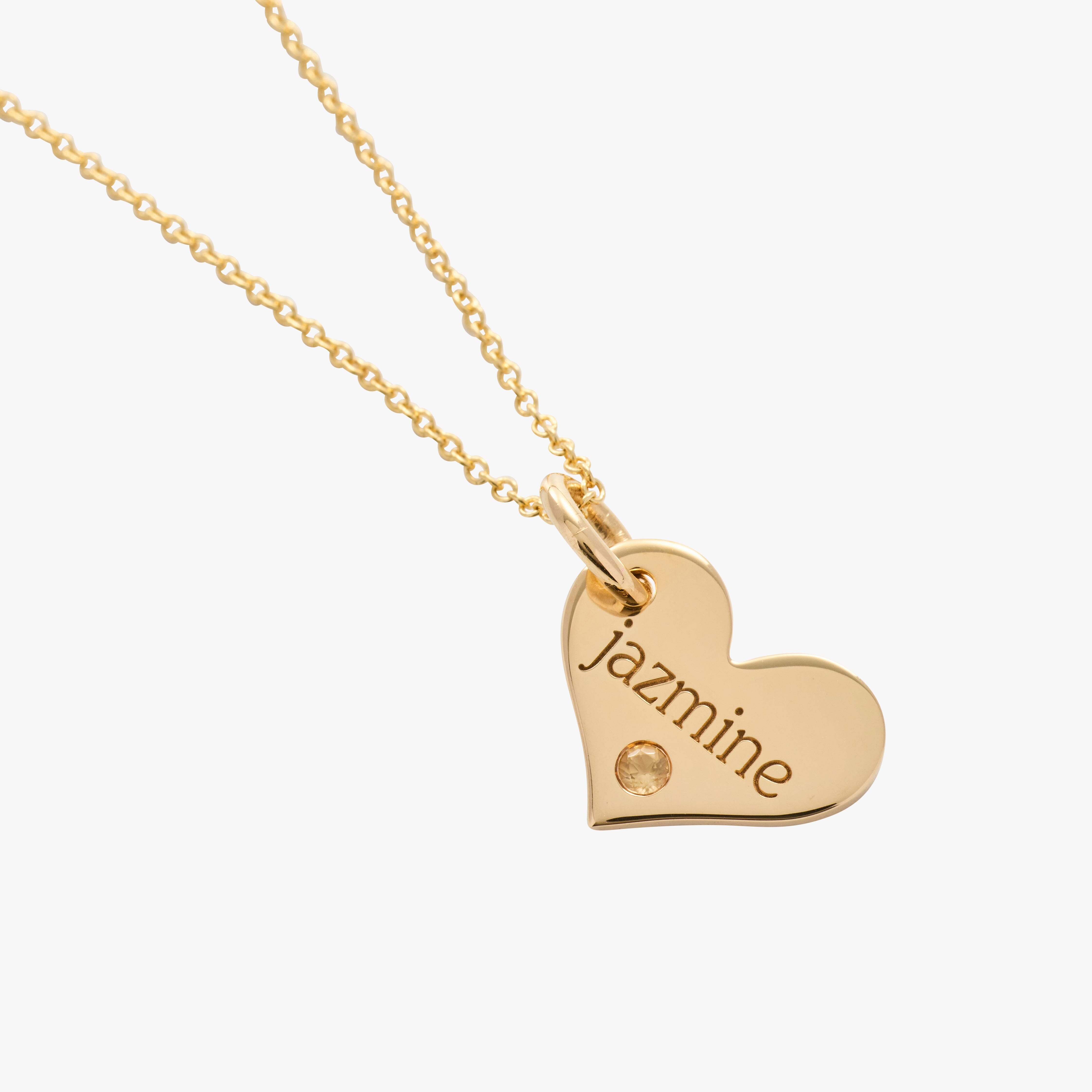 Heart Necklace with Birthstone - 2 Tags