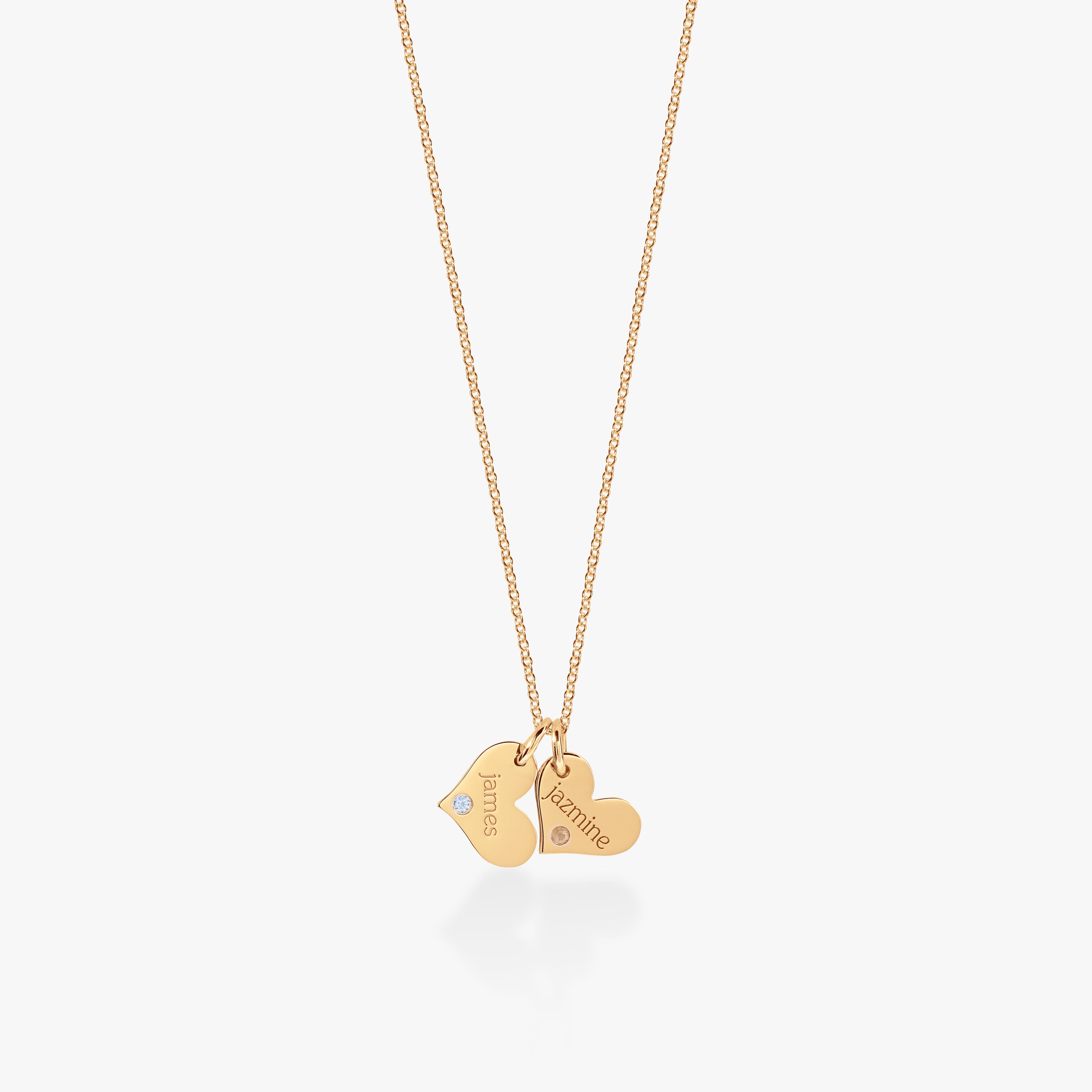 Heart Necklace with Birthstone - 2 Tags
