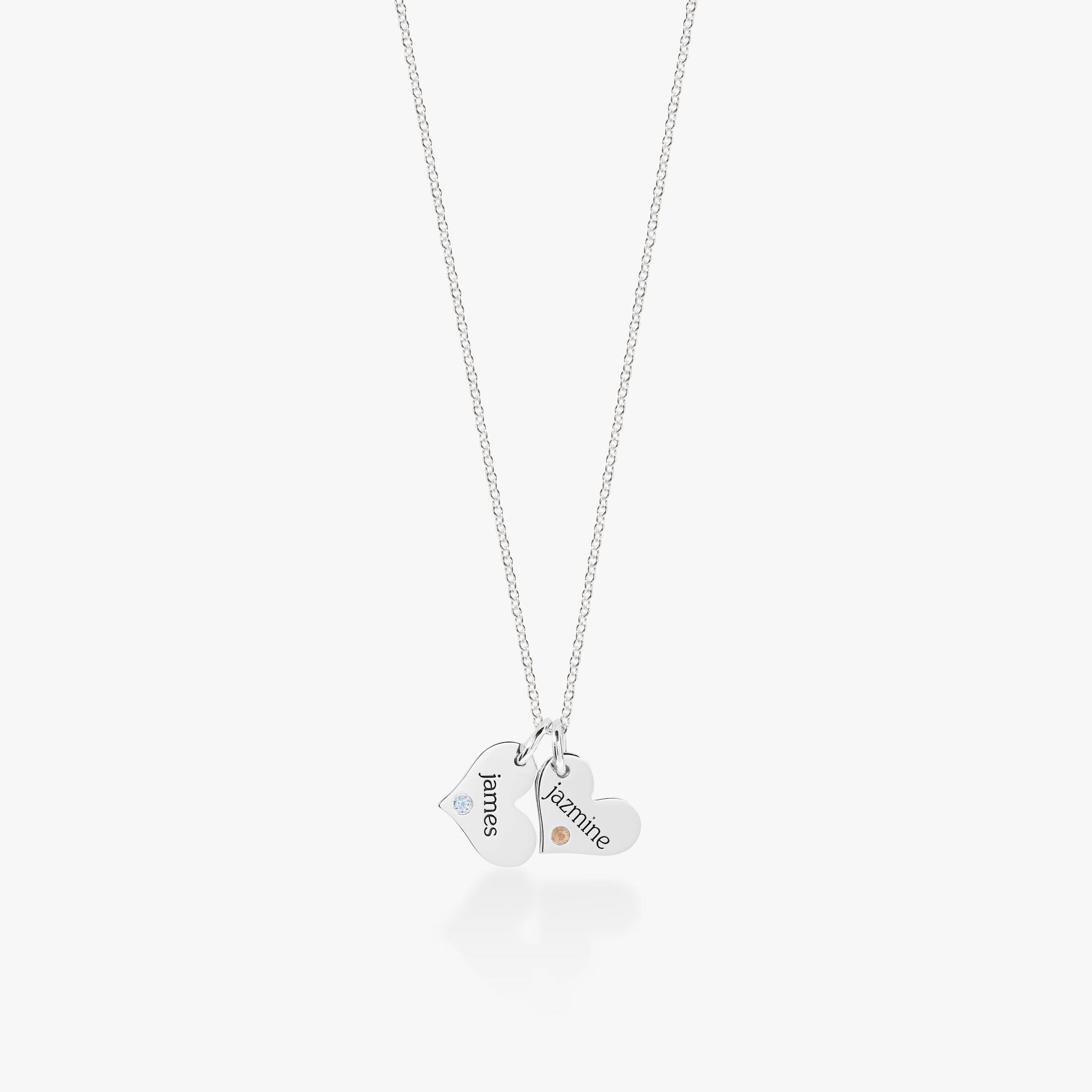 Heart Necklace with Birthstone - 2 Tags