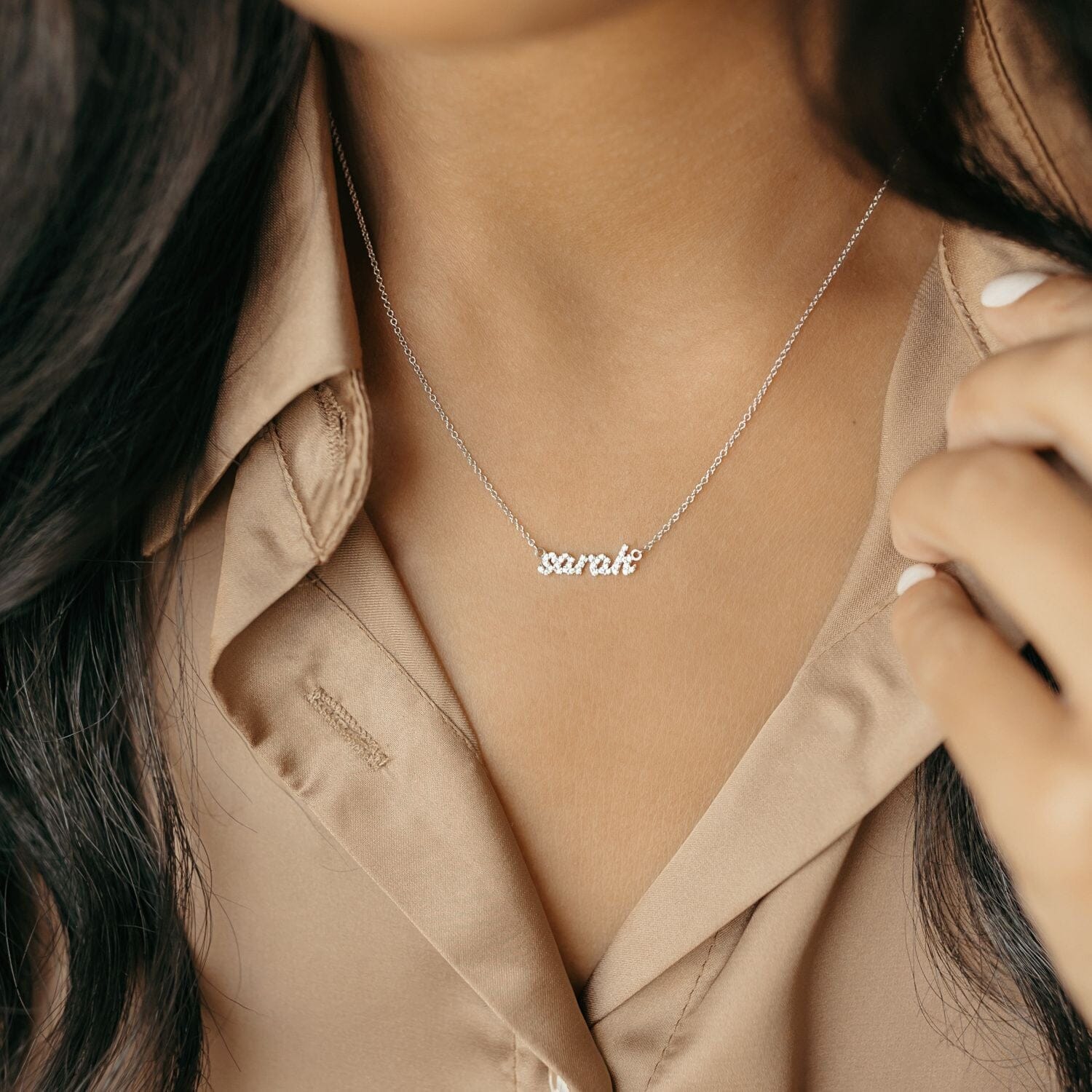 Pavé Custom Nameplate Necklace
