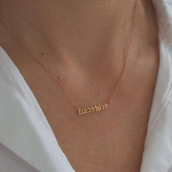 Script Warrior Nameplate Necklace