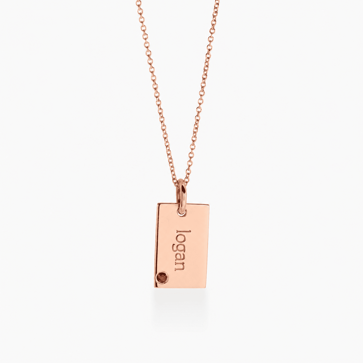 Mini Dog Tag Necklace with Birthstone