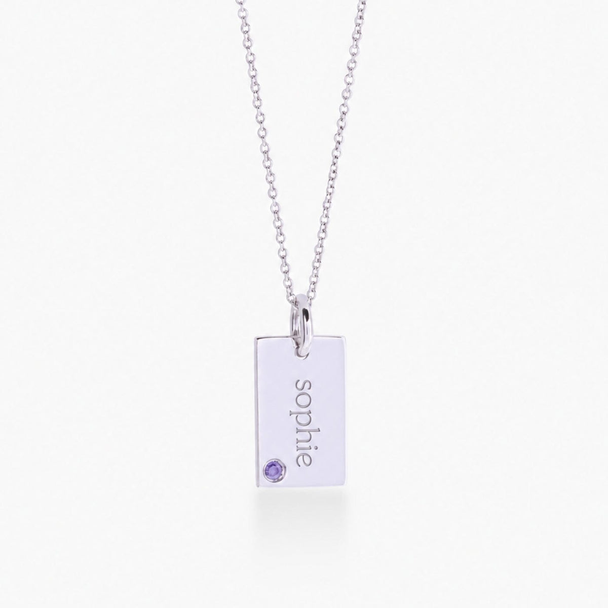 Mini Dog Tag Necklace with Birthstone