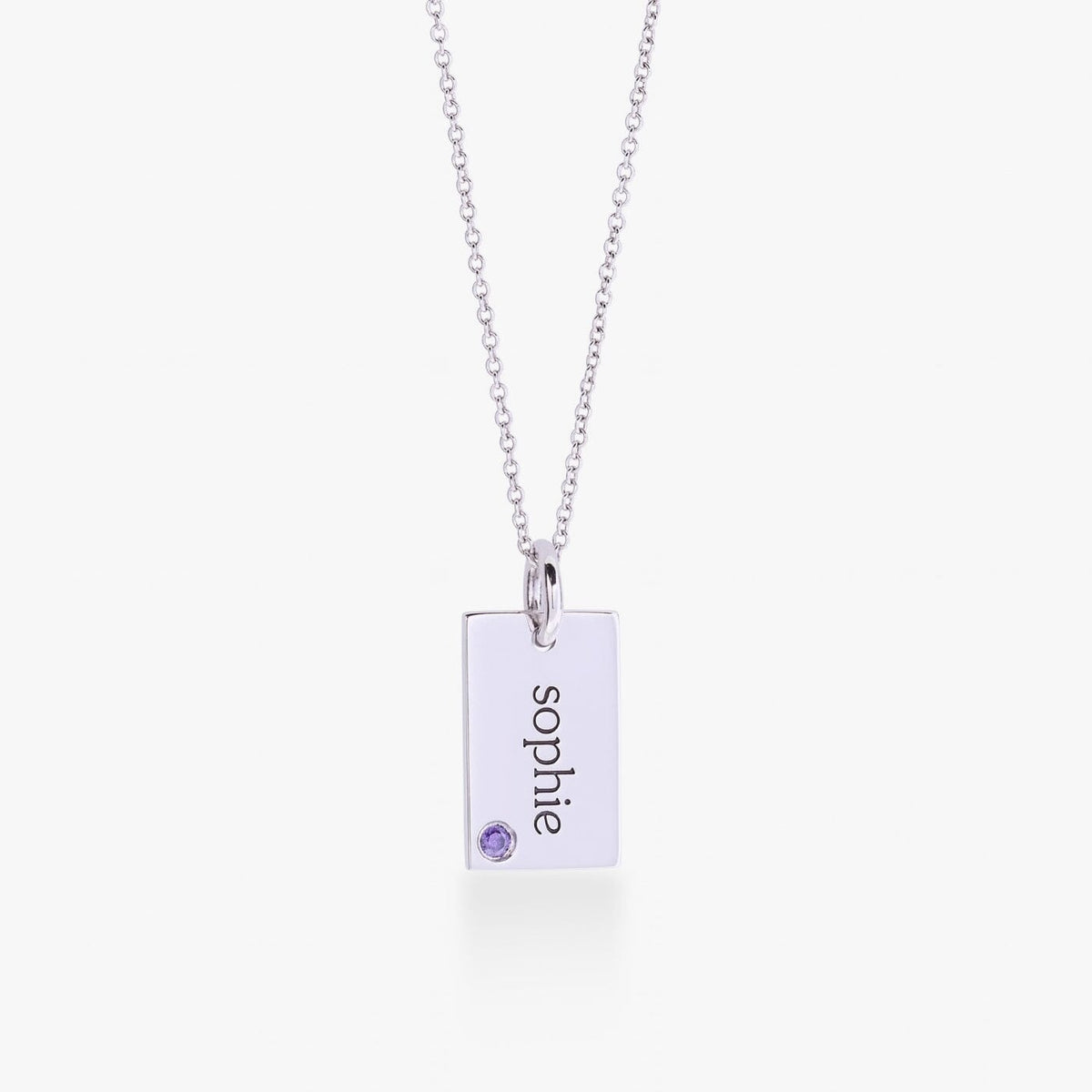 Mini Dog Tag Necklace with Birthstone