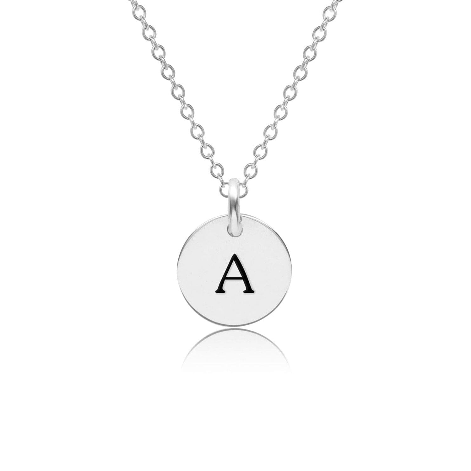 Mini Initial Circle Tag Necklace - Uppercase