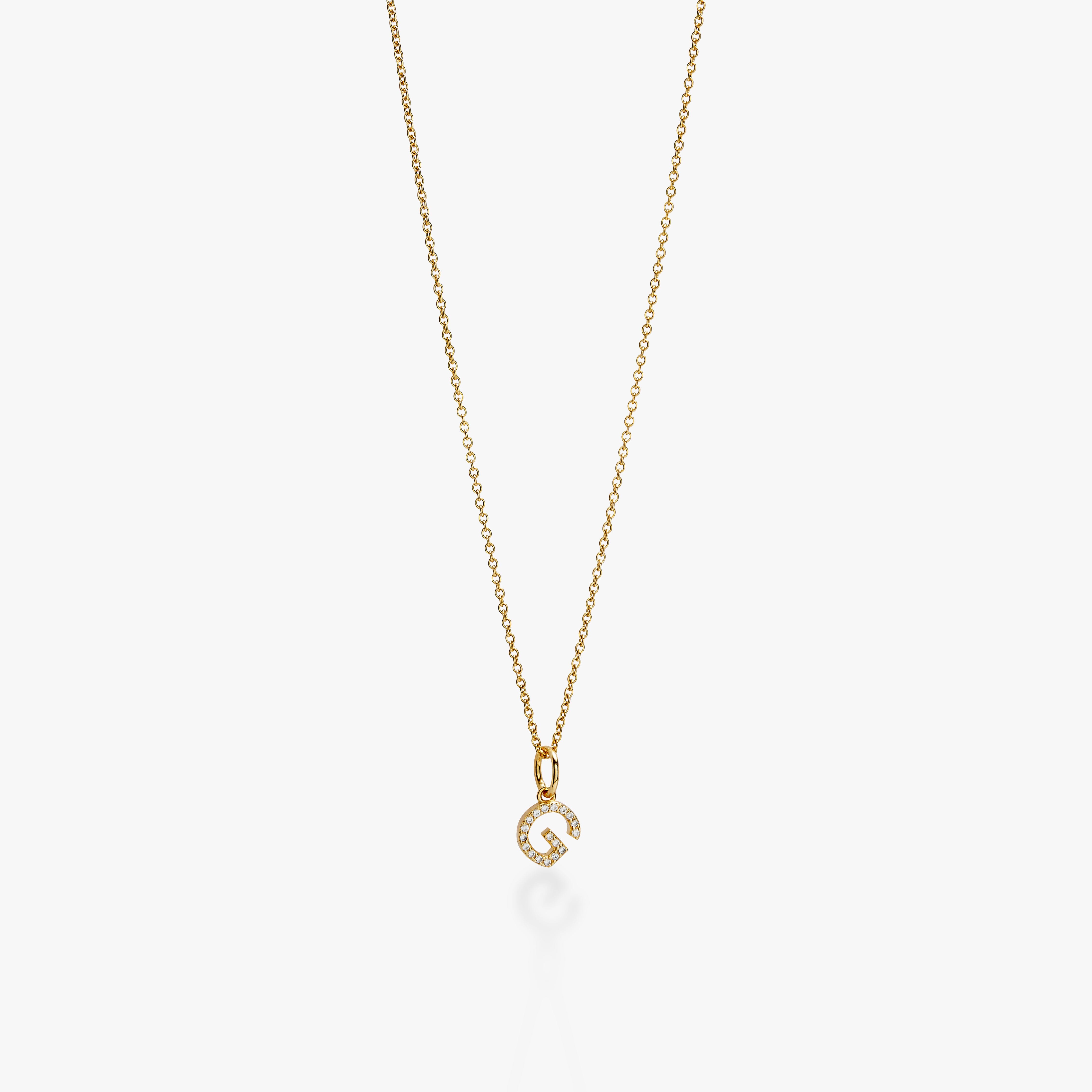 Mini Pavé Initial Charm Necklace