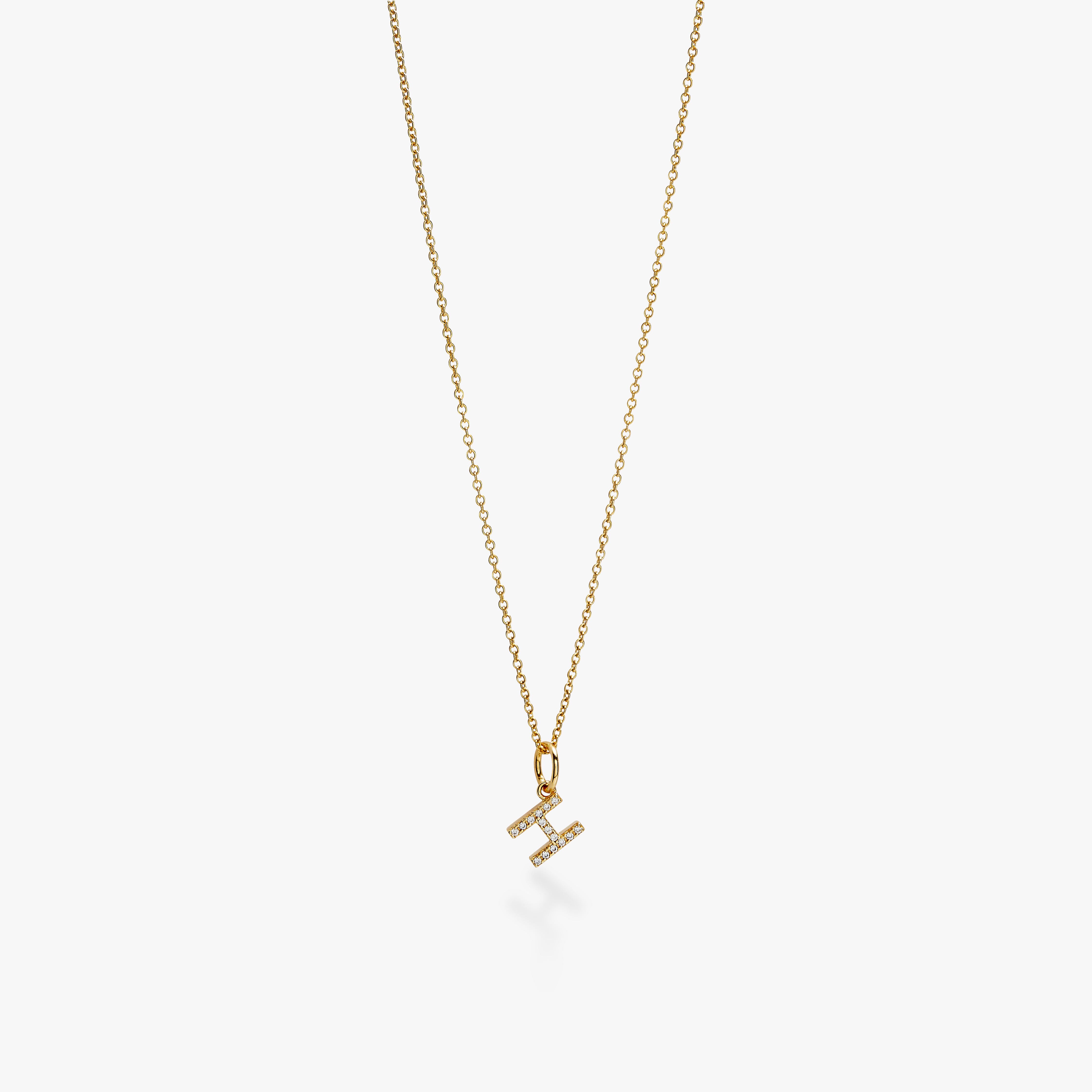 Mini Pavé Initial Charm Necklace
