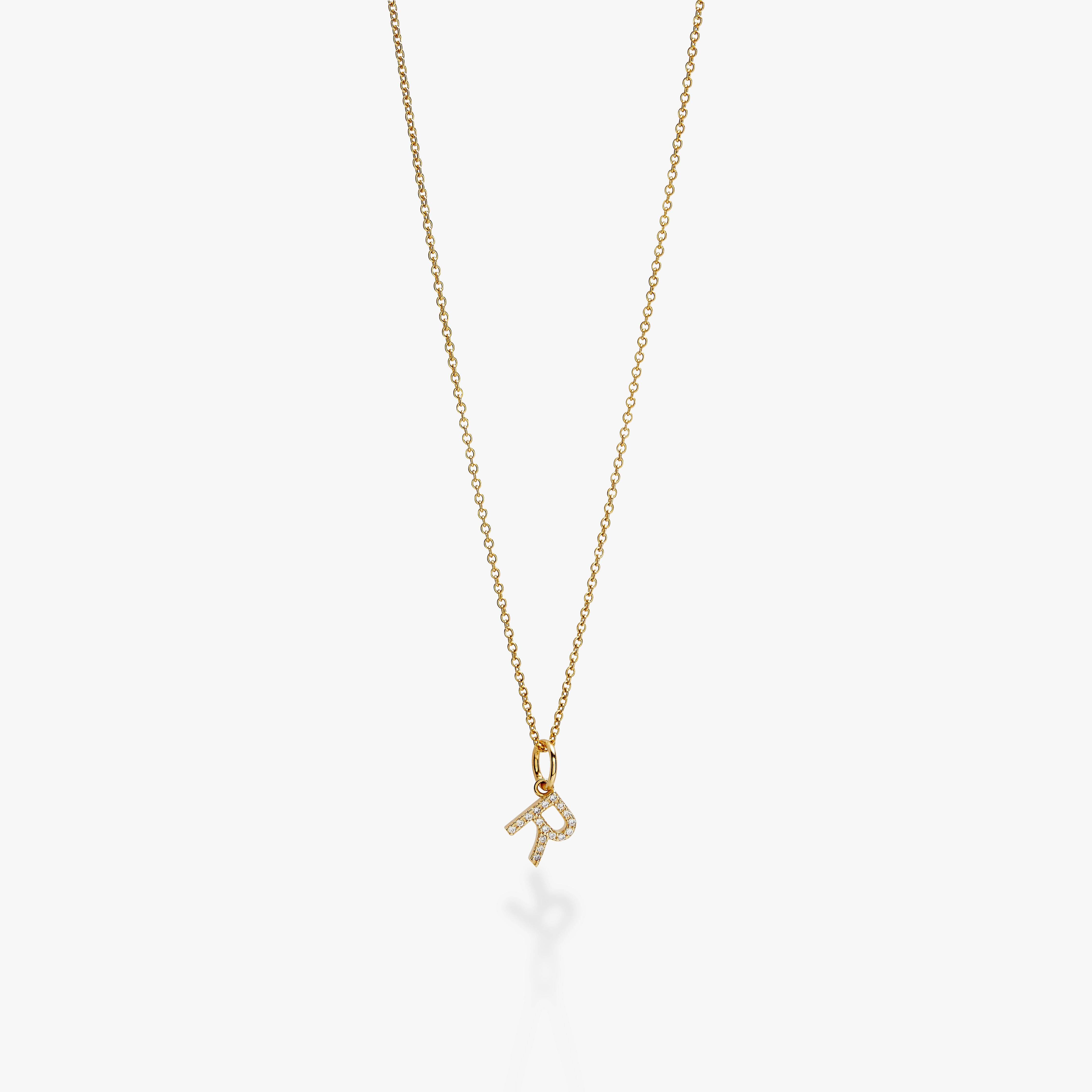 Mini Pavé Initial Charm Necklace