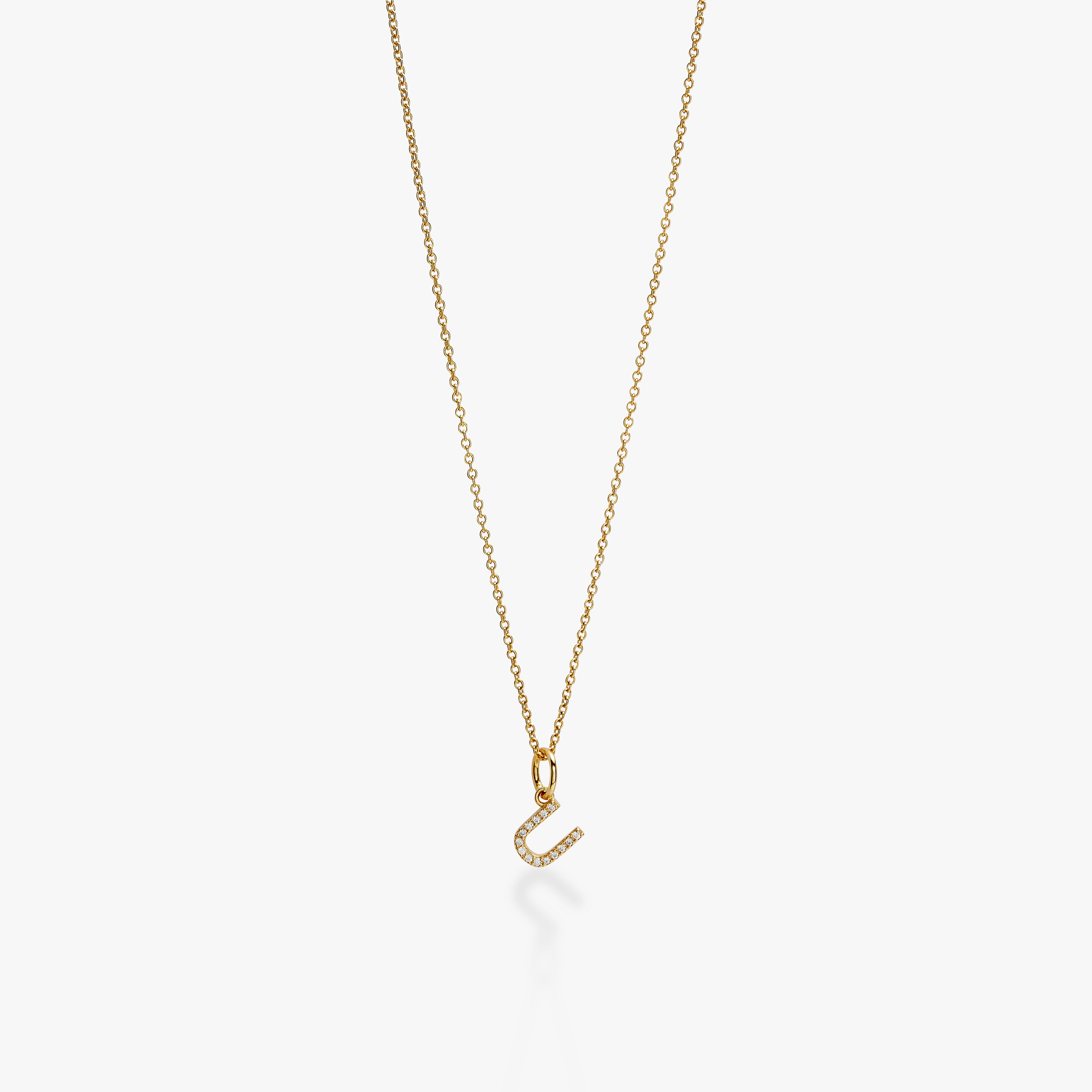 Mini Pavé Initial Charm Necklace